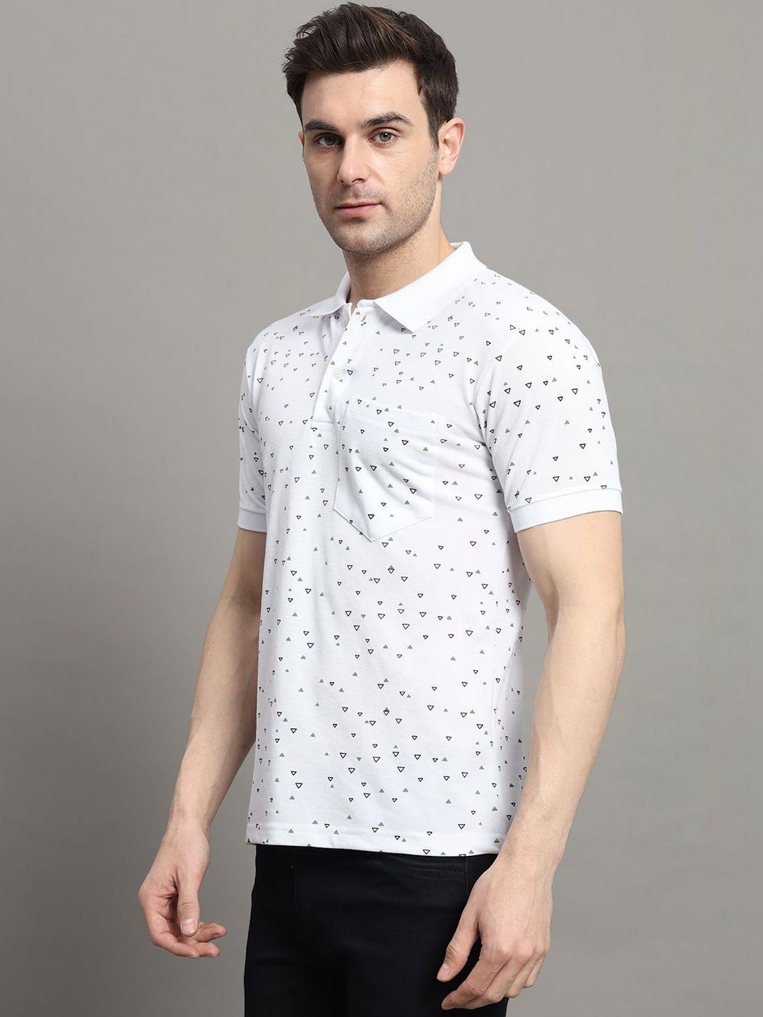 SZN Men Printed Polo Collar Pockets T-shirt