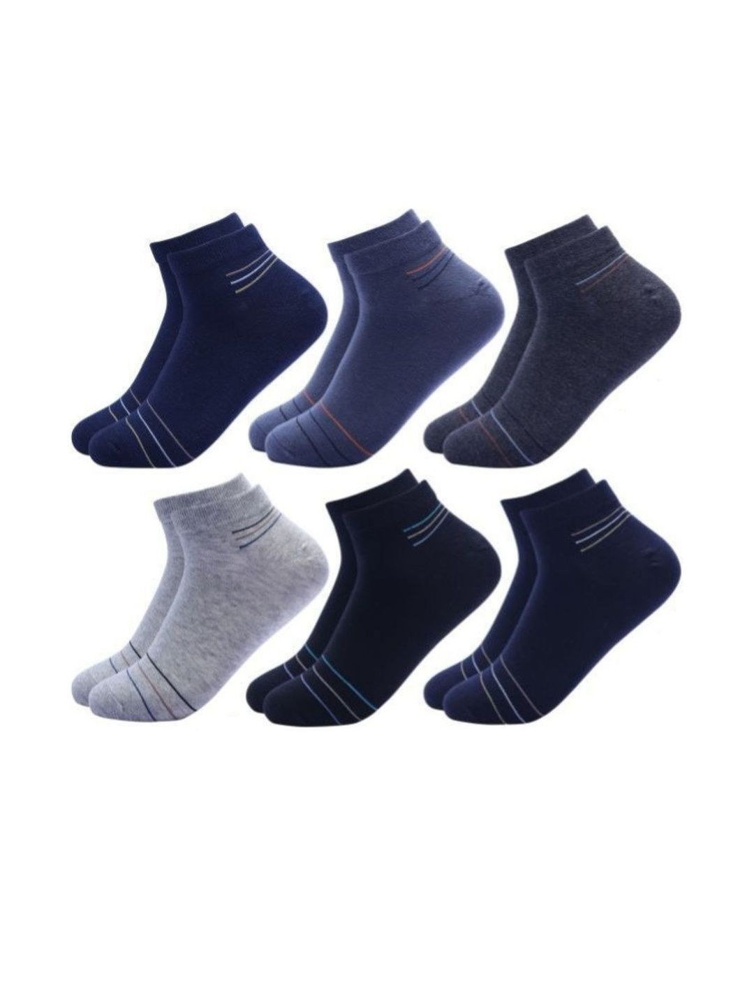 akeet trend Unisex Pack of 6 Cotton Assorted Striped Ankle Length Socks