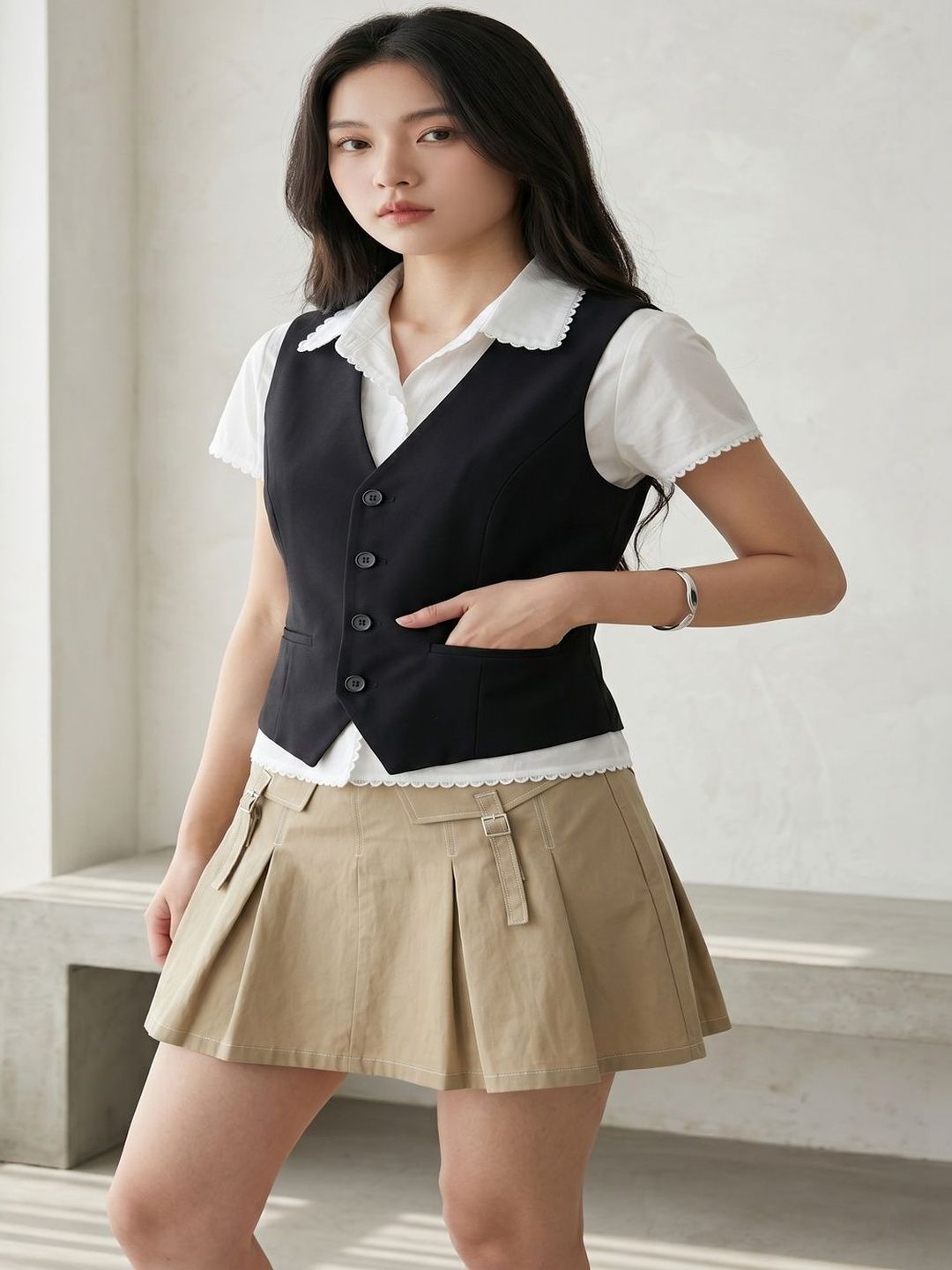 THE FASHION HUB Slim Fit  V Neck Waistcoat
