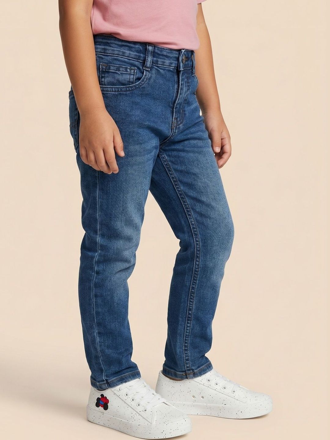 Nauti Nati Boys Straight Fit Mid-Rise Low Distress Light Fade Stretchable Jeans
