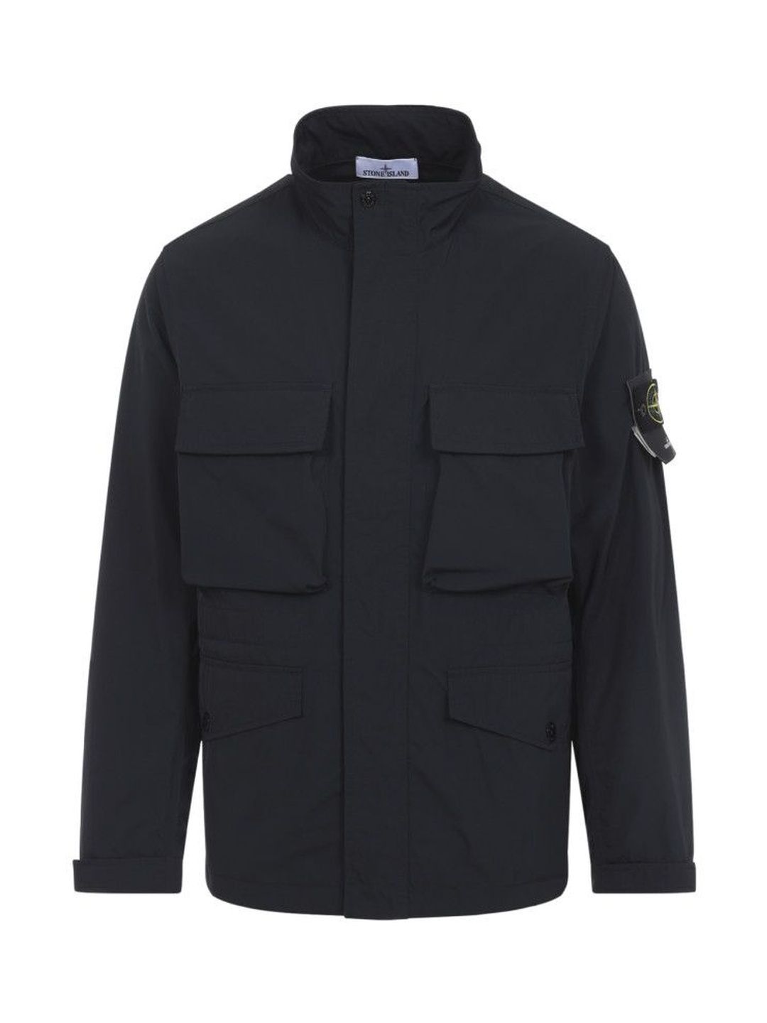 Stone Island Black Stand Collar Logo Jacket