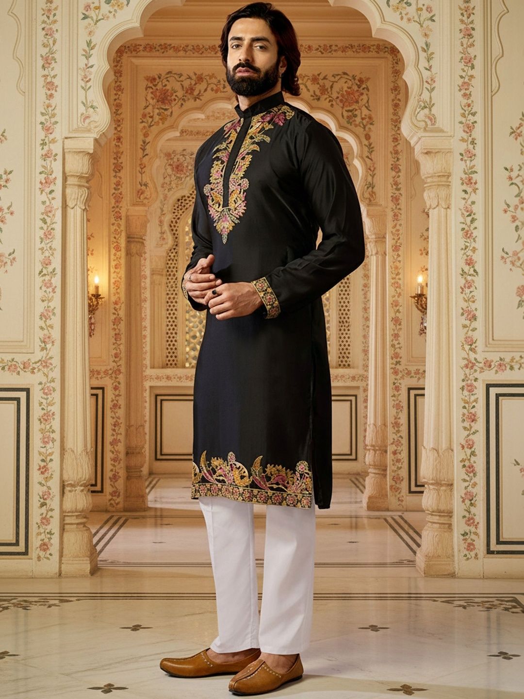 RANGRAAG Men Ethnic Motifs Embroidered Thread Work Kurta