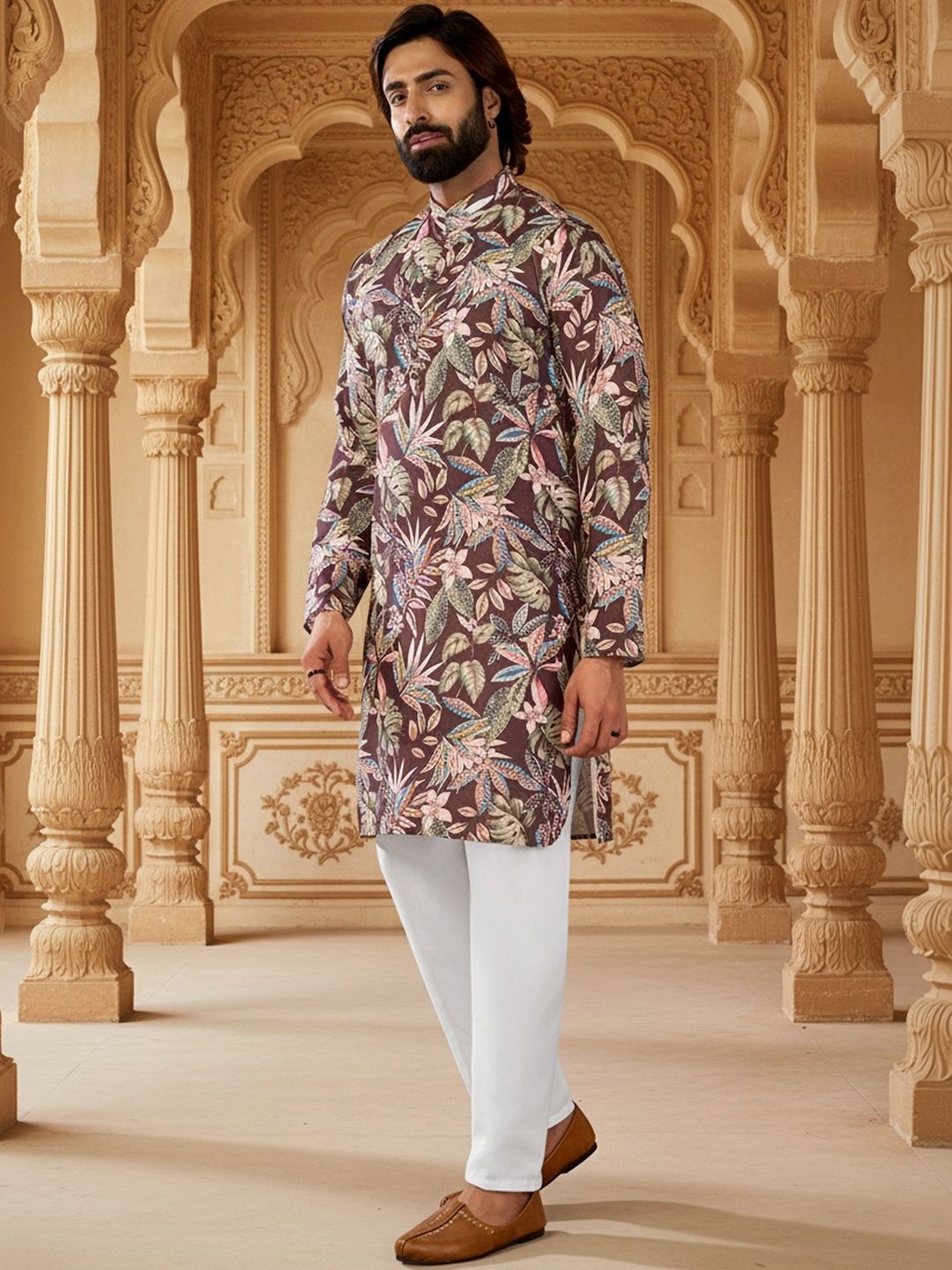 RANGRAAG Men Floral Printed Floral Kurta