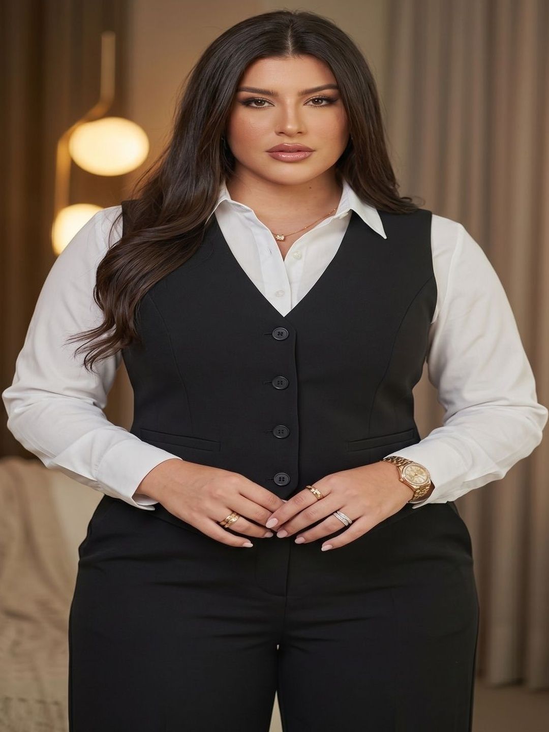 THE FASHION HUB Slim Fit  V Neck Waistcoat