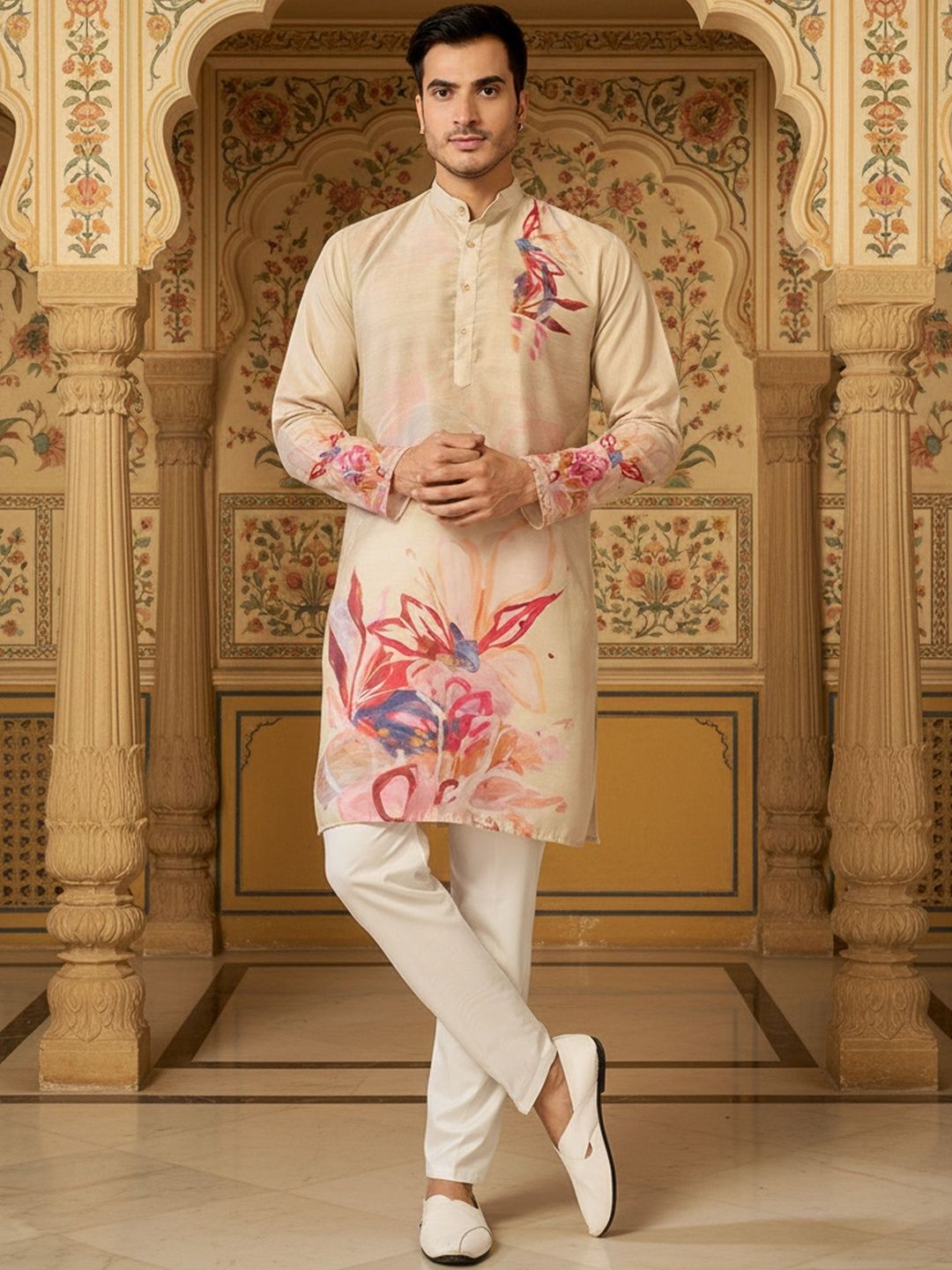 RANGRAAG Men Floral Printed Floral Kurta