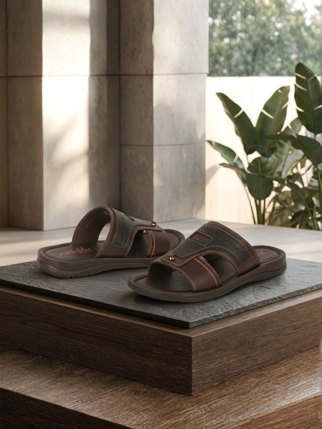 Puntoblu Men Self Design Slip-On Slippers