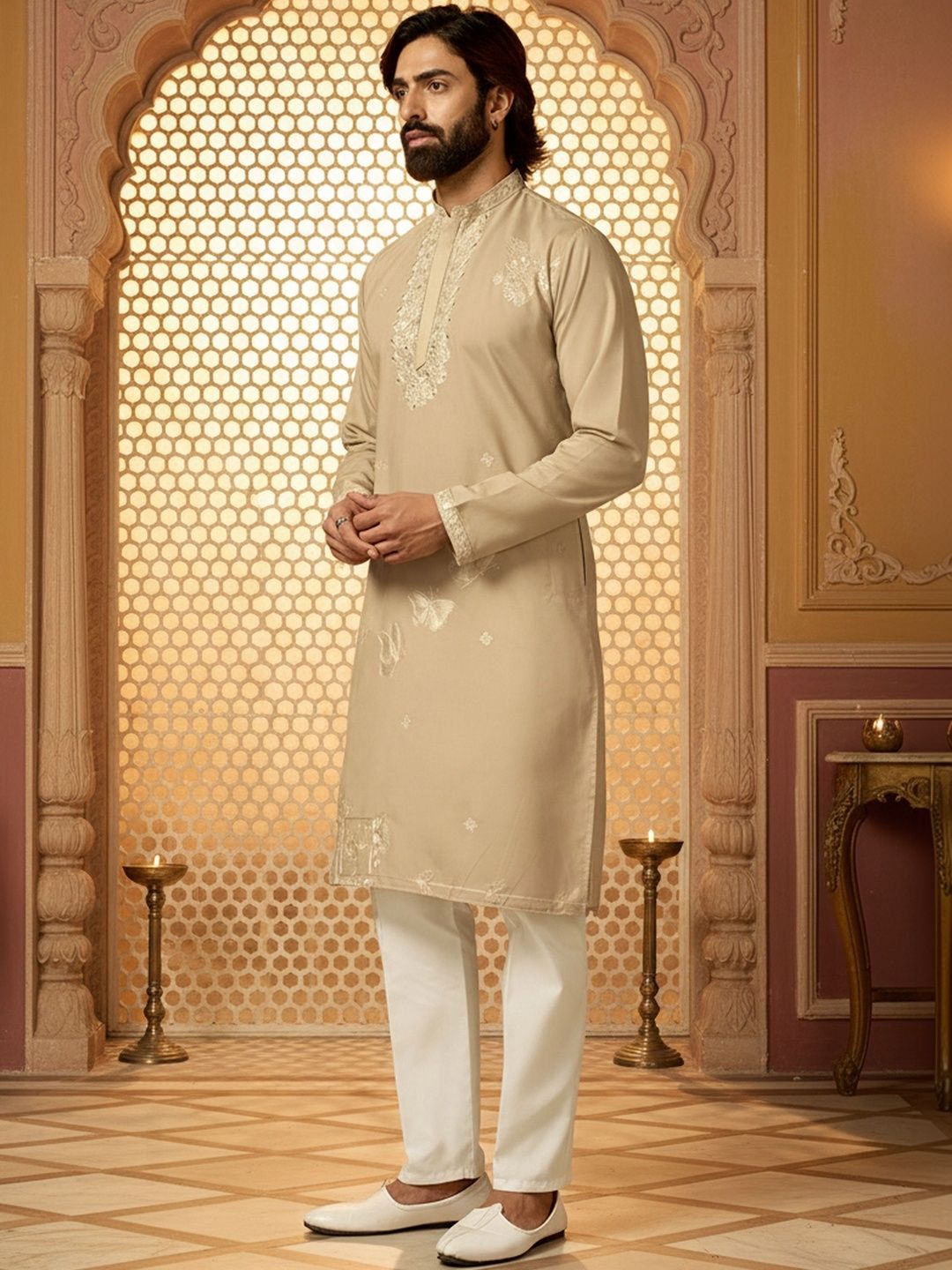 RANGRAAG Men Embroidered Thread Work Kurta