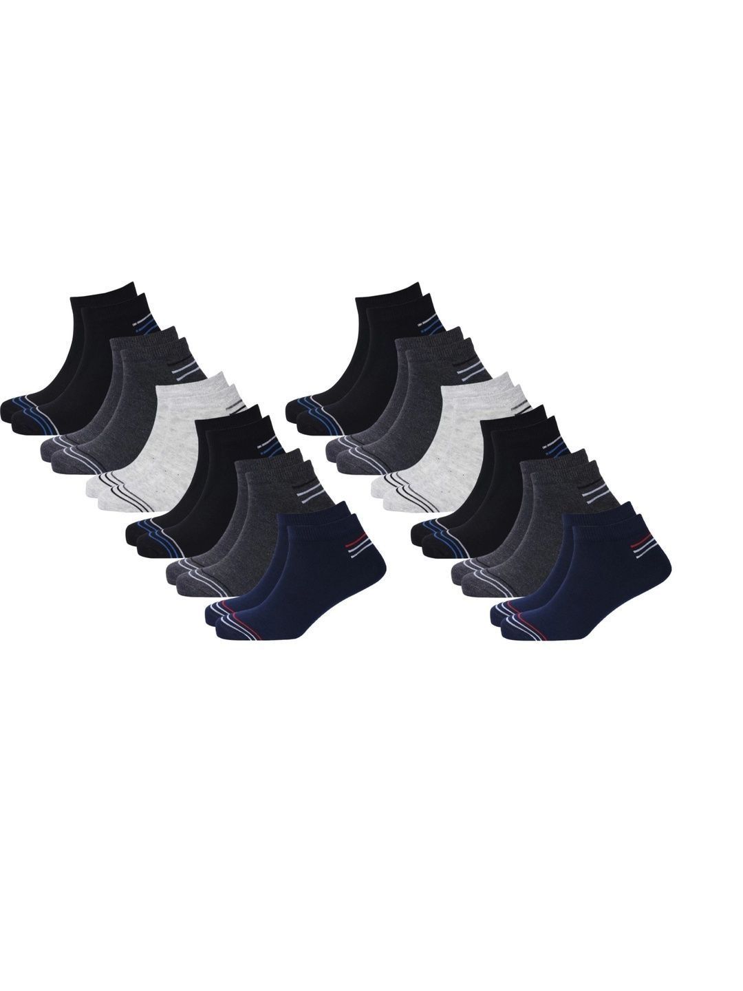 akeet trend Unisex Pack of 10 Cotton Assorted Colourblocked Ankle Length Socks