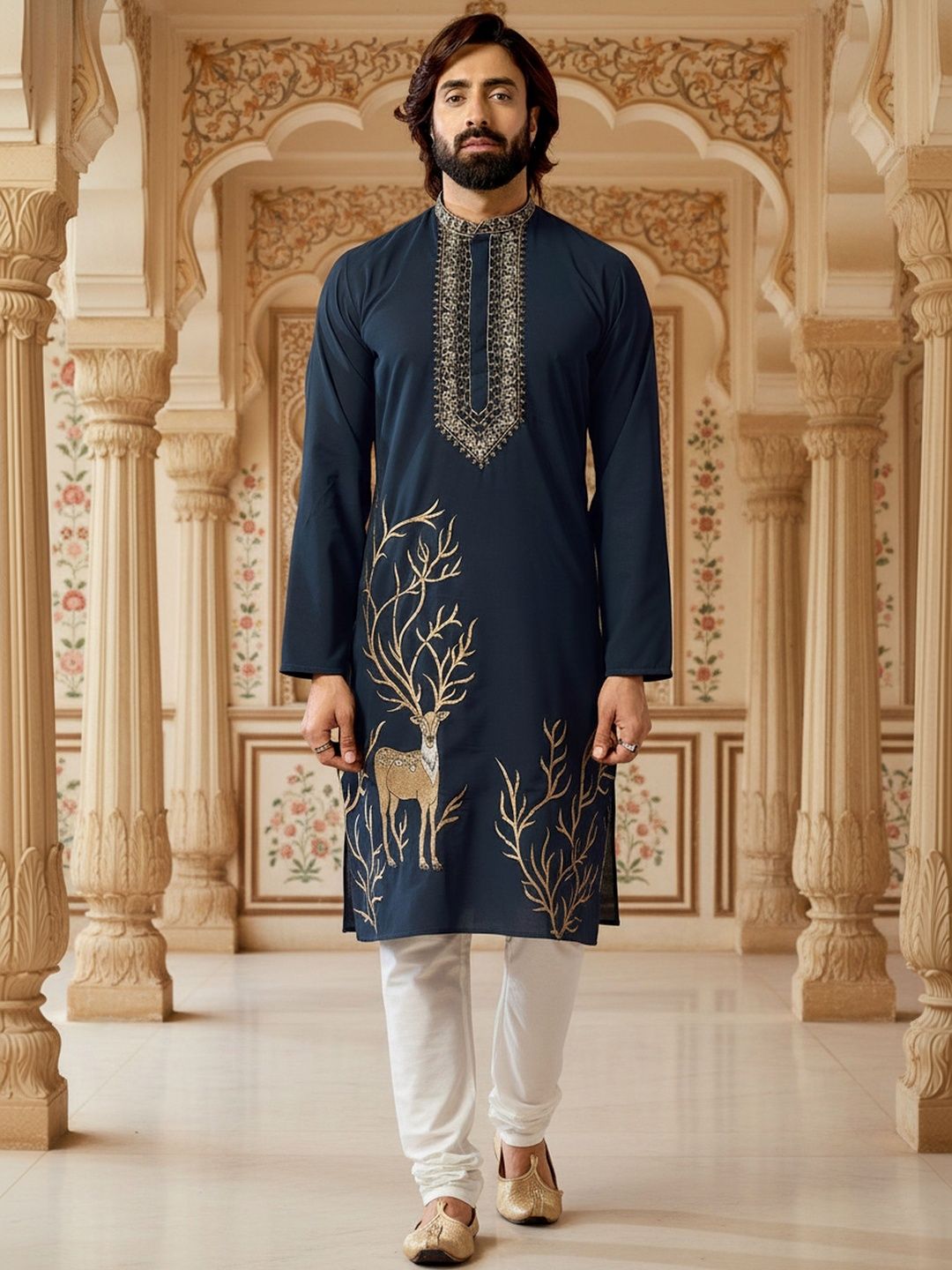 RANGRAAG RANGRAAG Men Embellished Thread Work Kurta