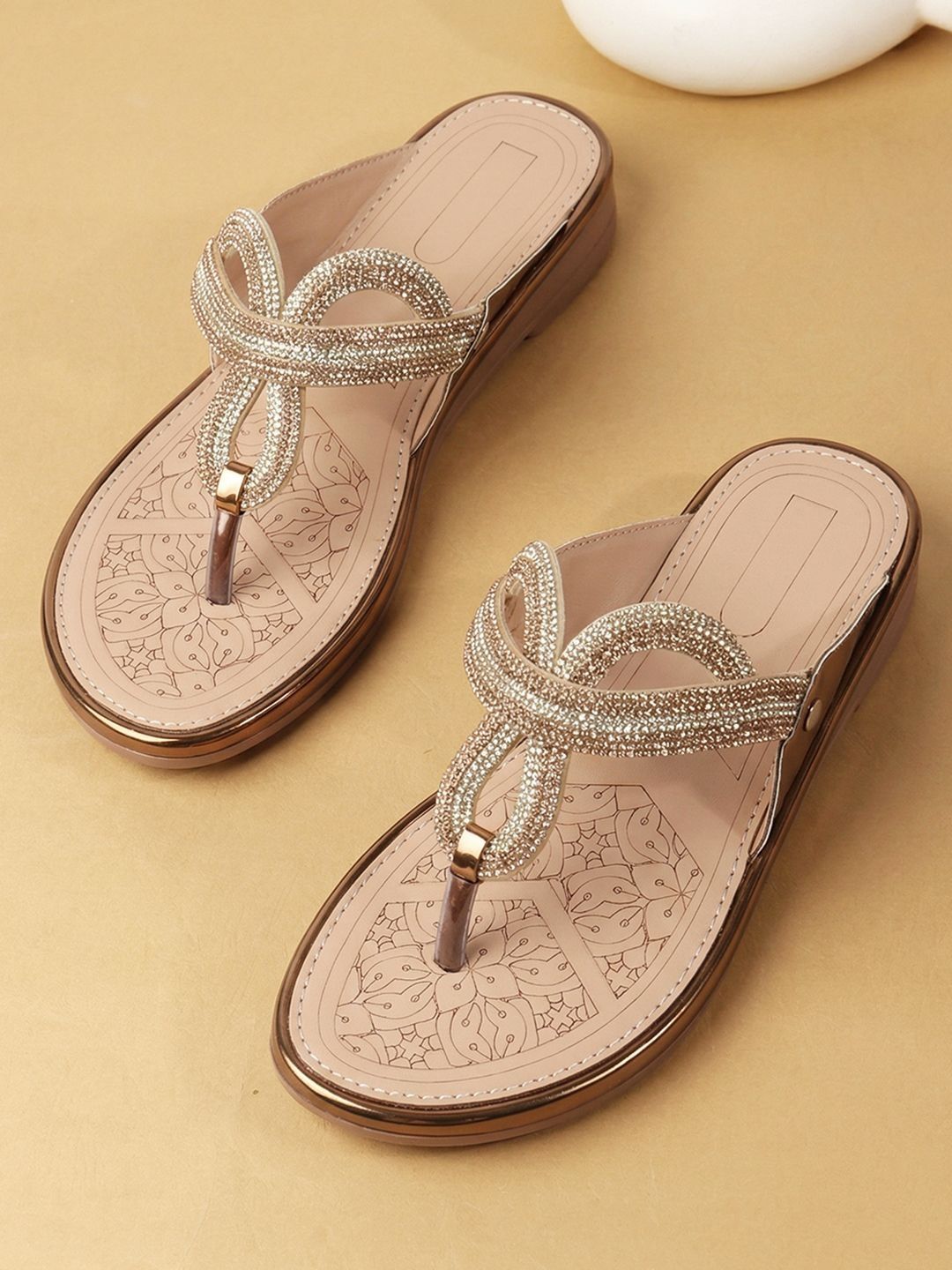 LADOO'S Women Embellished Party Open Toe Flats