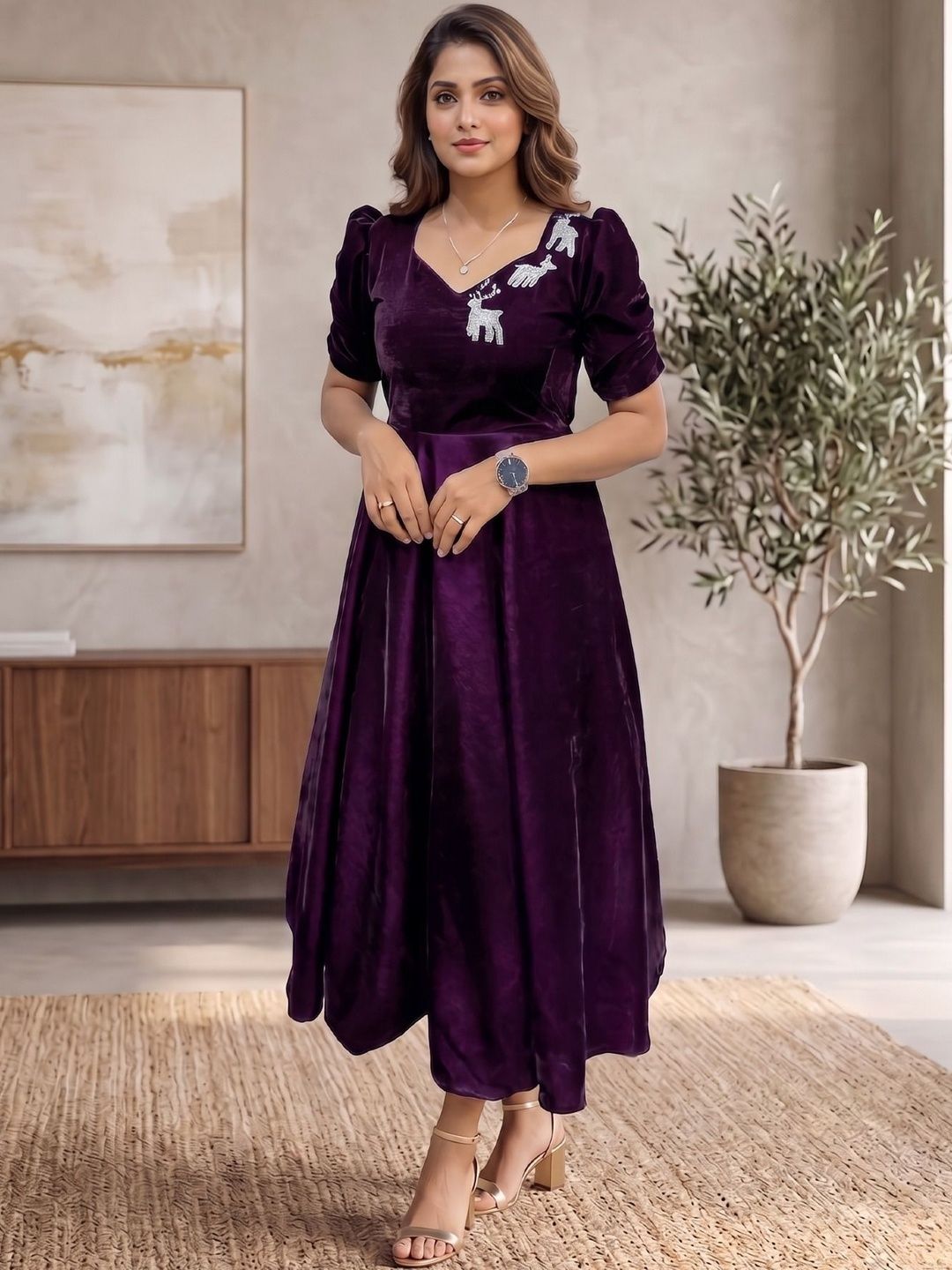 Aditis couture A-Line Sweetheart Neck Midi Dress