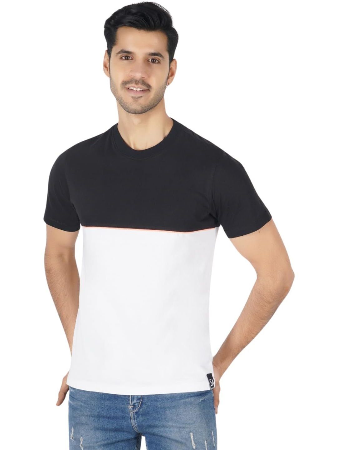 SINCE AGES Men Colourblocked Slim Fit T-shirt