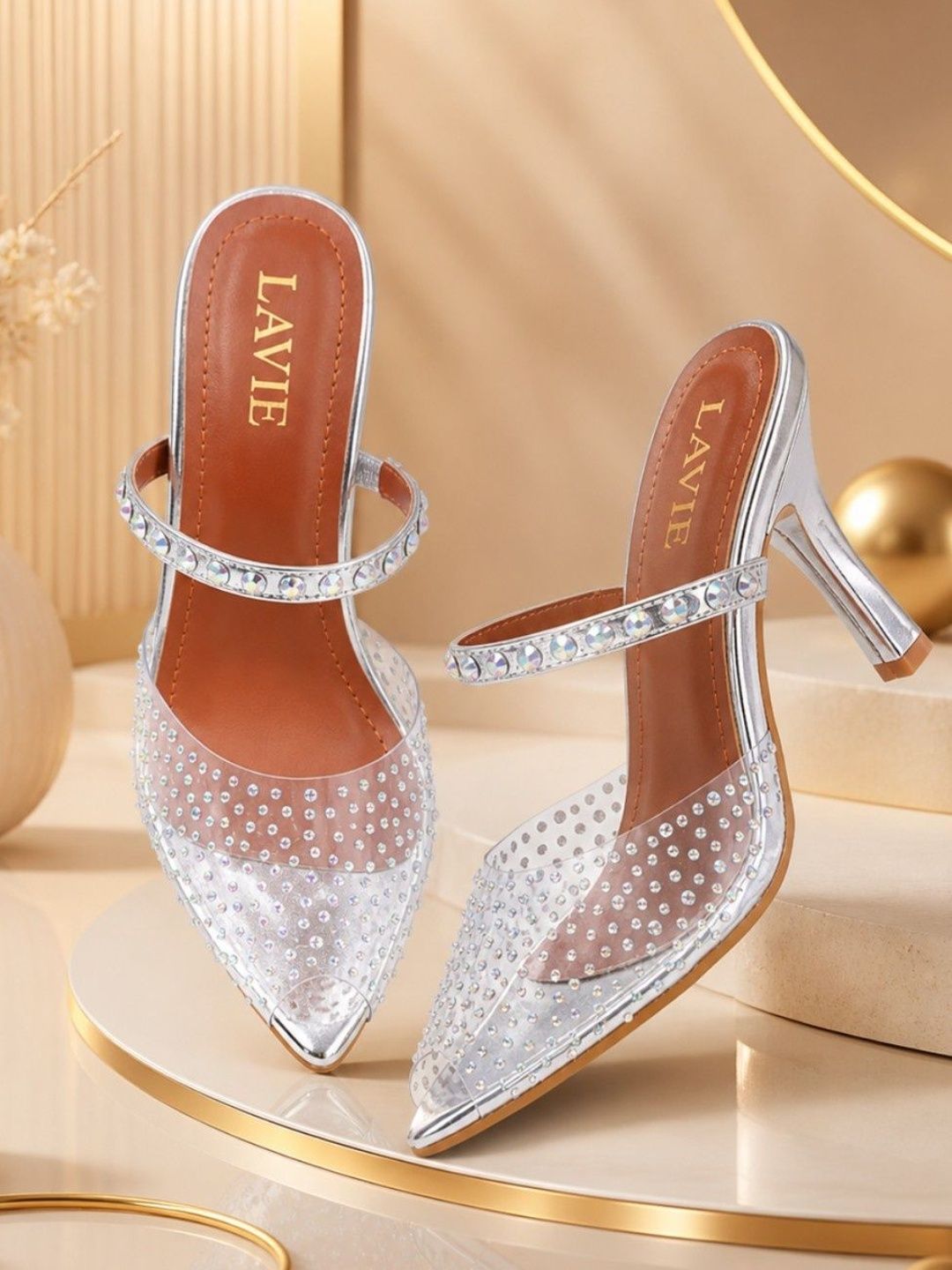 Lavie Lavie Embellished Party Slim Heeled Mules