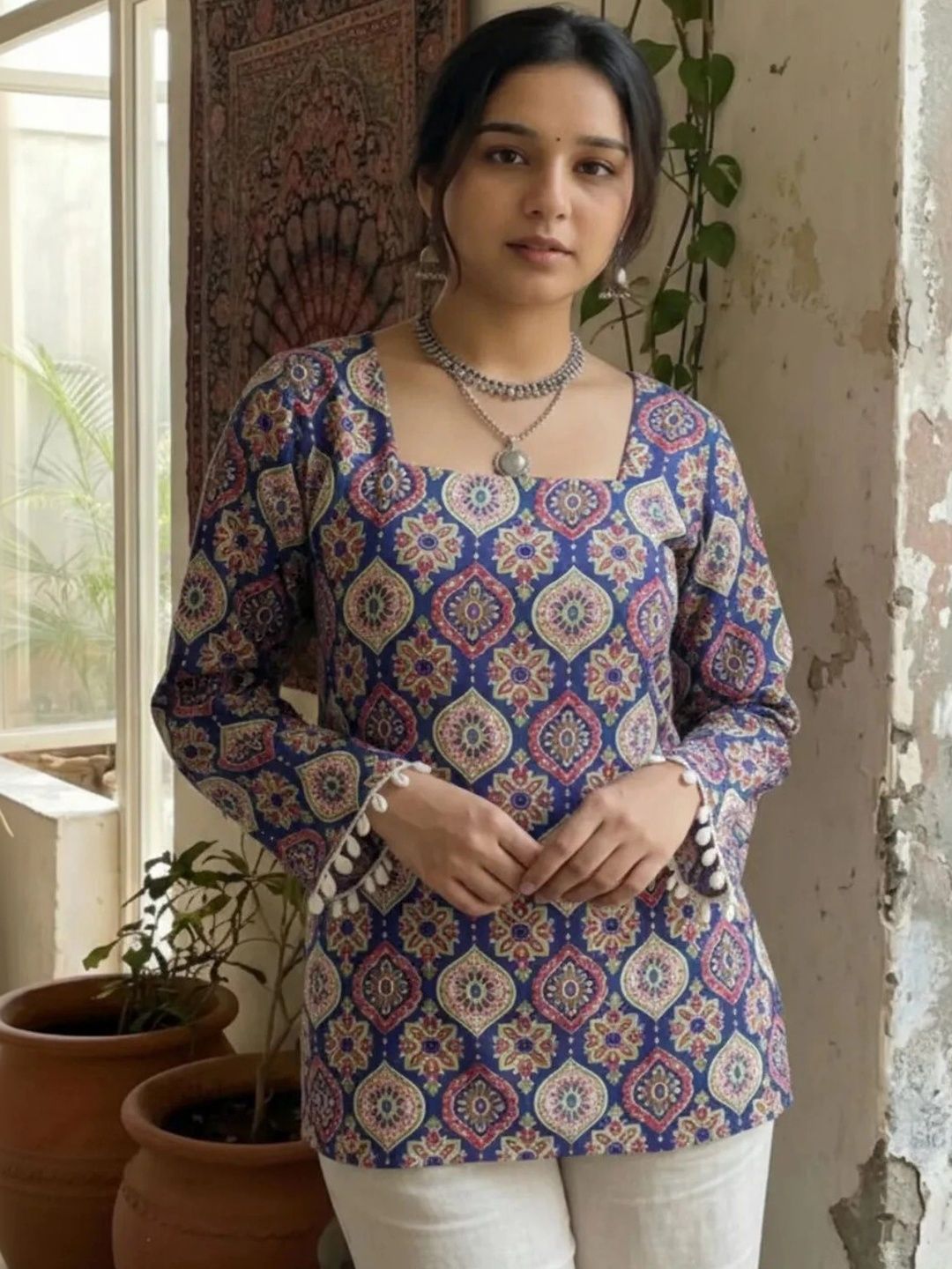 NEW RJP CRAFT Ethnic Motifs Printed Square Neck Kurti