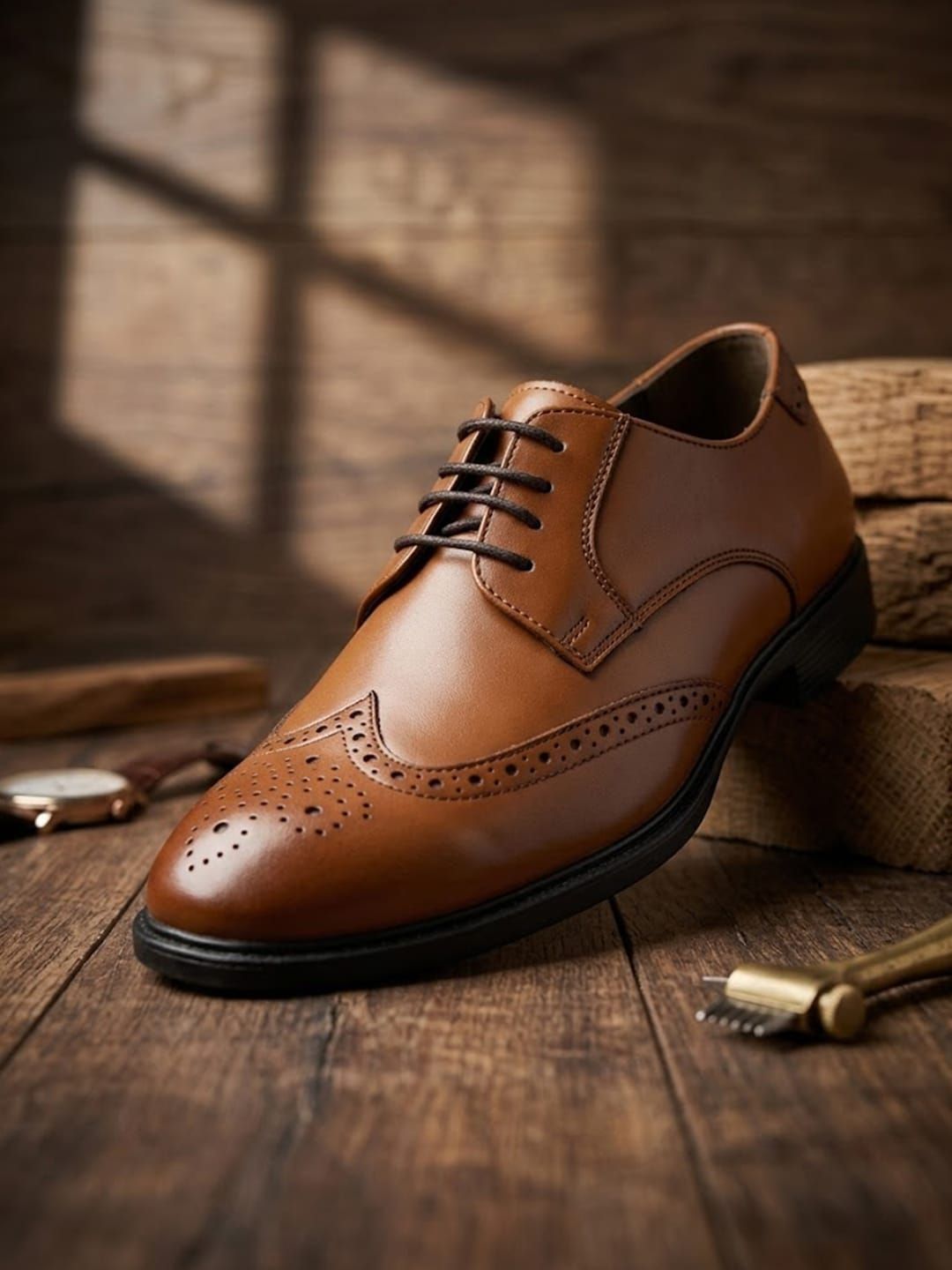 House of Pataudi Men Round Toe Lace-Ups Brogues Formal Shoes