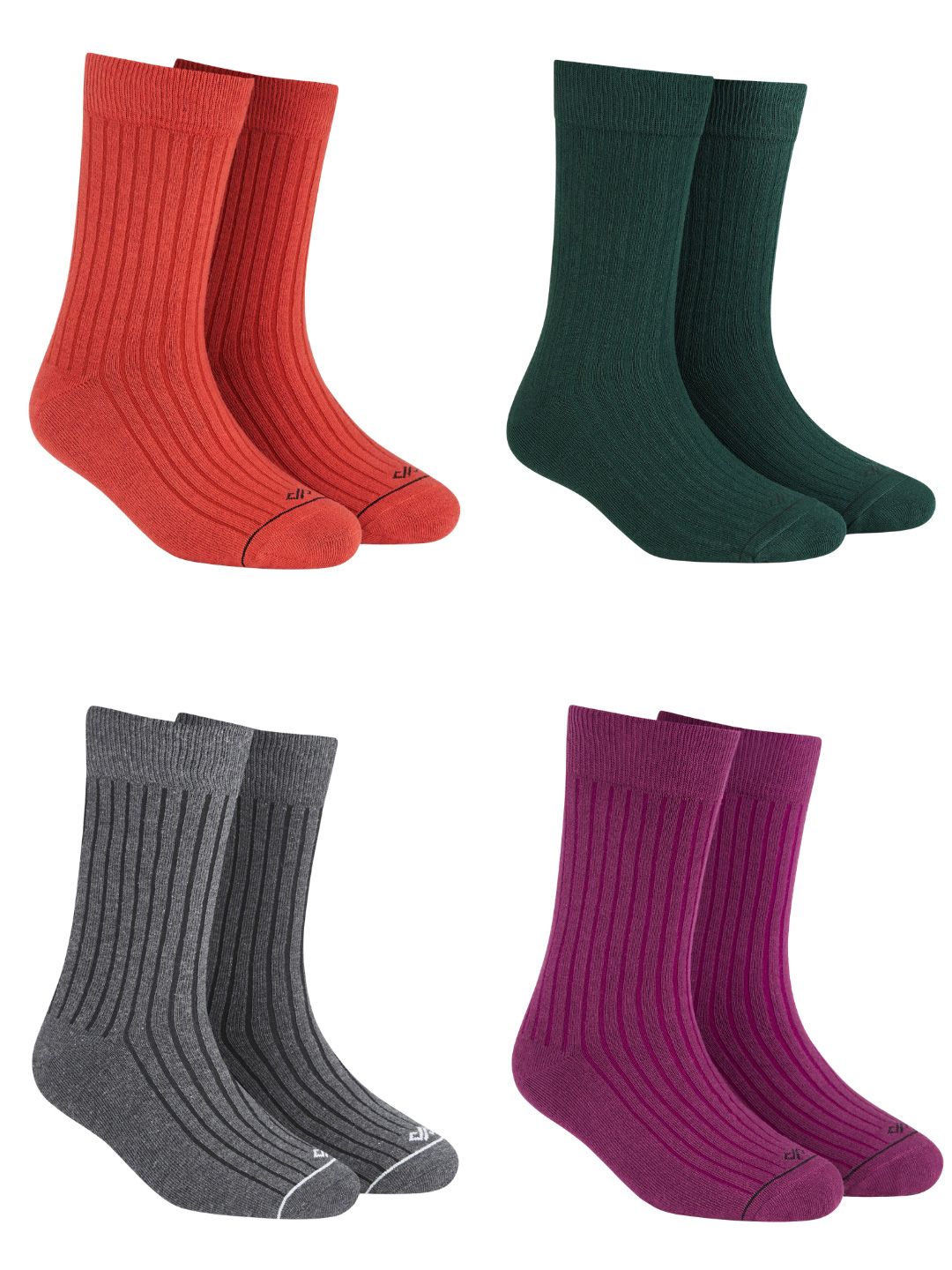 Dynamocks Pack Of 4 Striped Combed Cotton Odour Free Calf-Length Socks