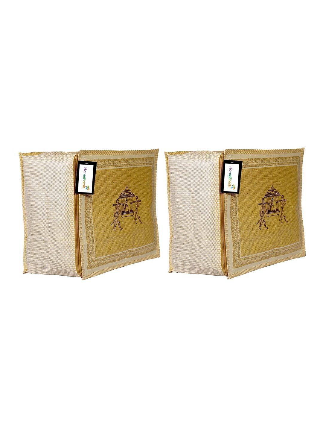 Home Fresh Set of 2 Gold Printed Saree Organizers