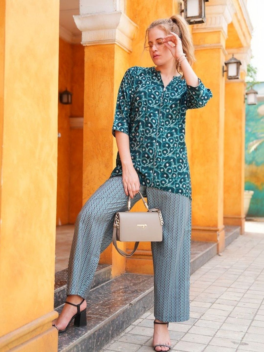Minelli Printed Top with Palazzos