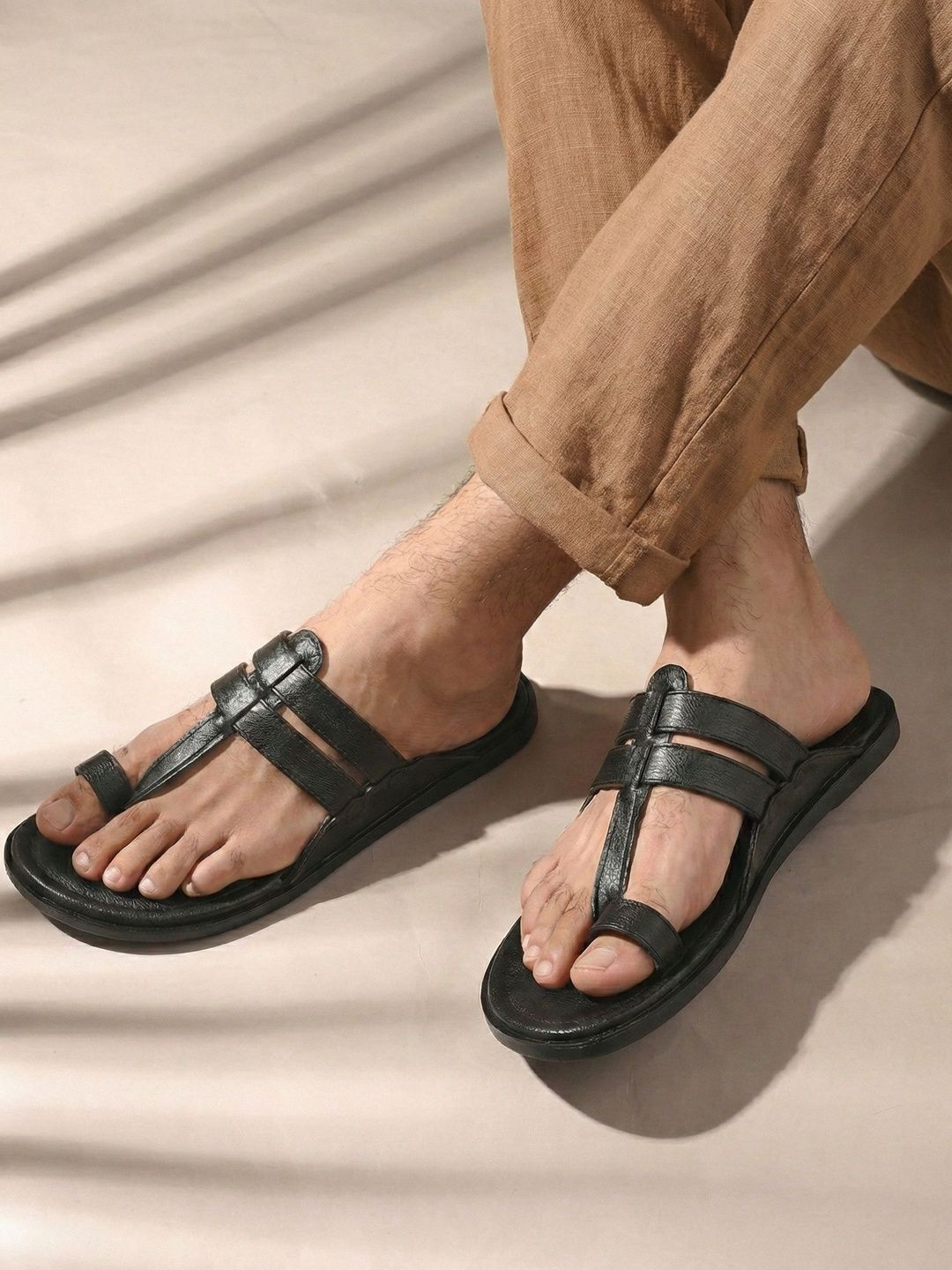 House of Pataudi Men Slip-On Kolhapuri Comfort Sandals
