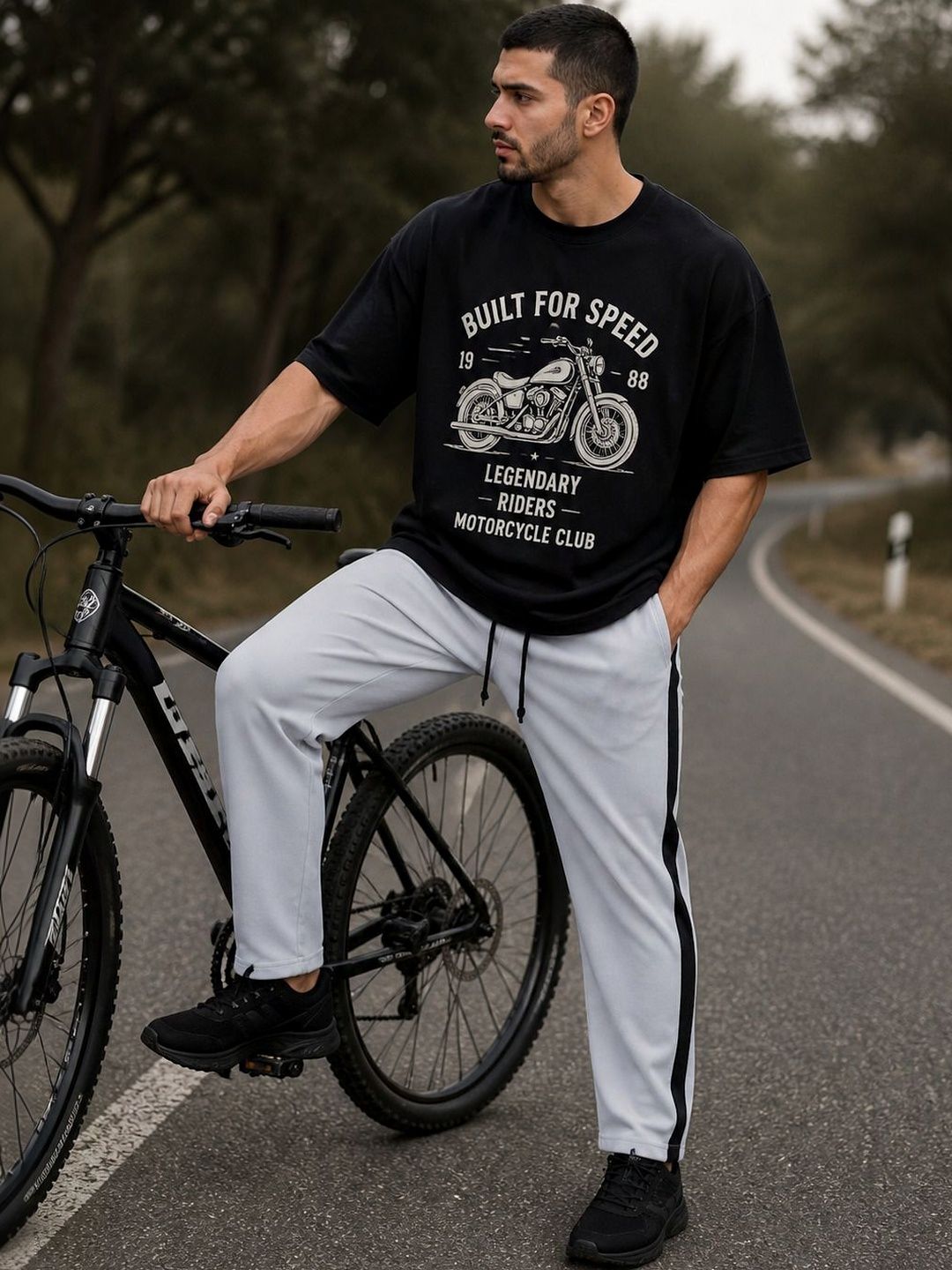 SZN Men Regular Fit Cycling Track Pants