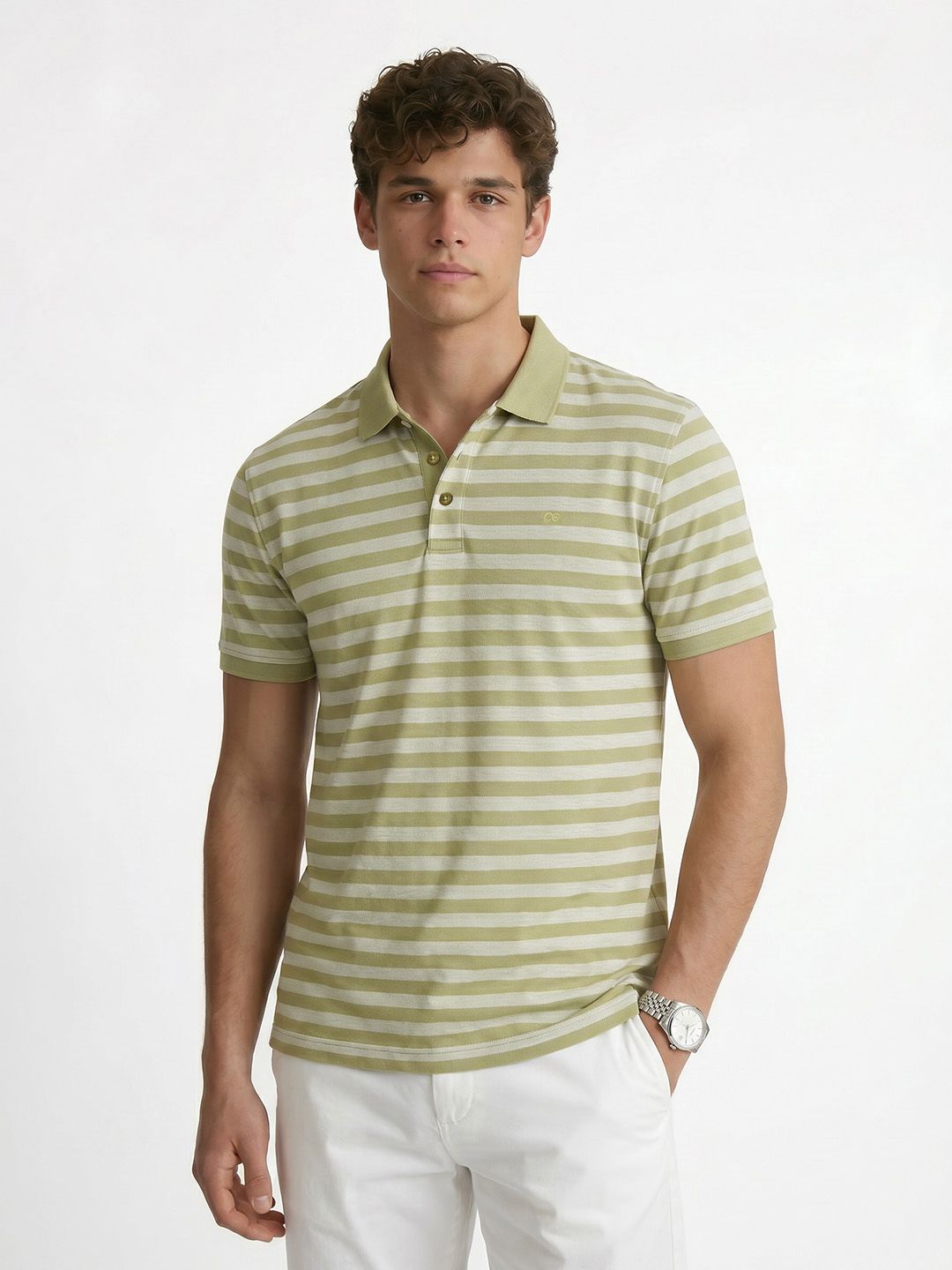 Peter England Striped Polo Collar T-shirt