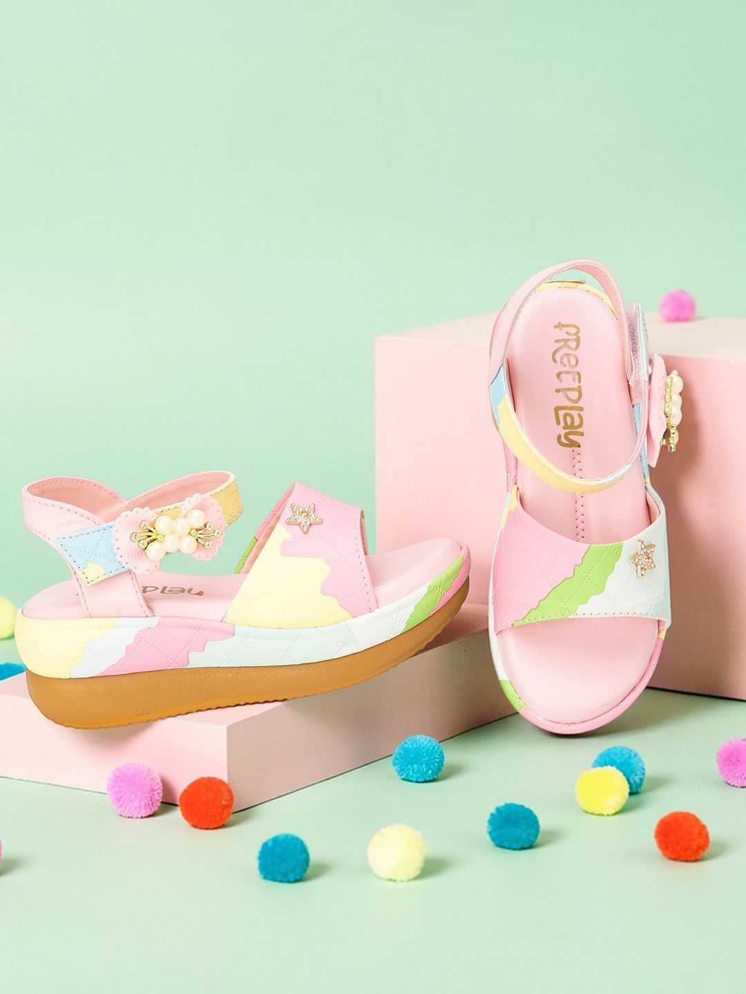 Freeplay Girls Pearl Applique Wedges