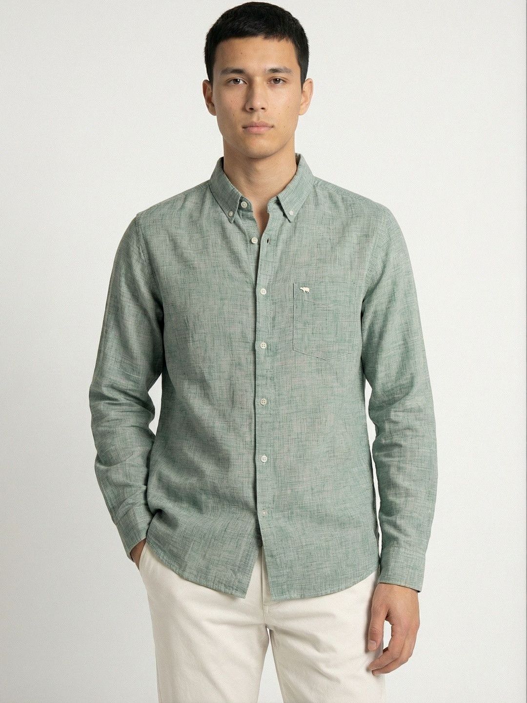 THE BEAR HOUSE Men Textured Slim Fit Striped Casual Shirt