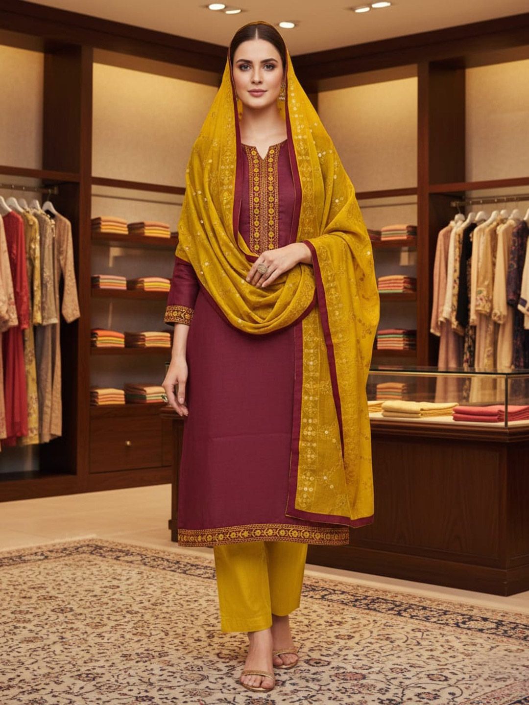 F 13 STUDIO Embroidered Unstitched Dress Material