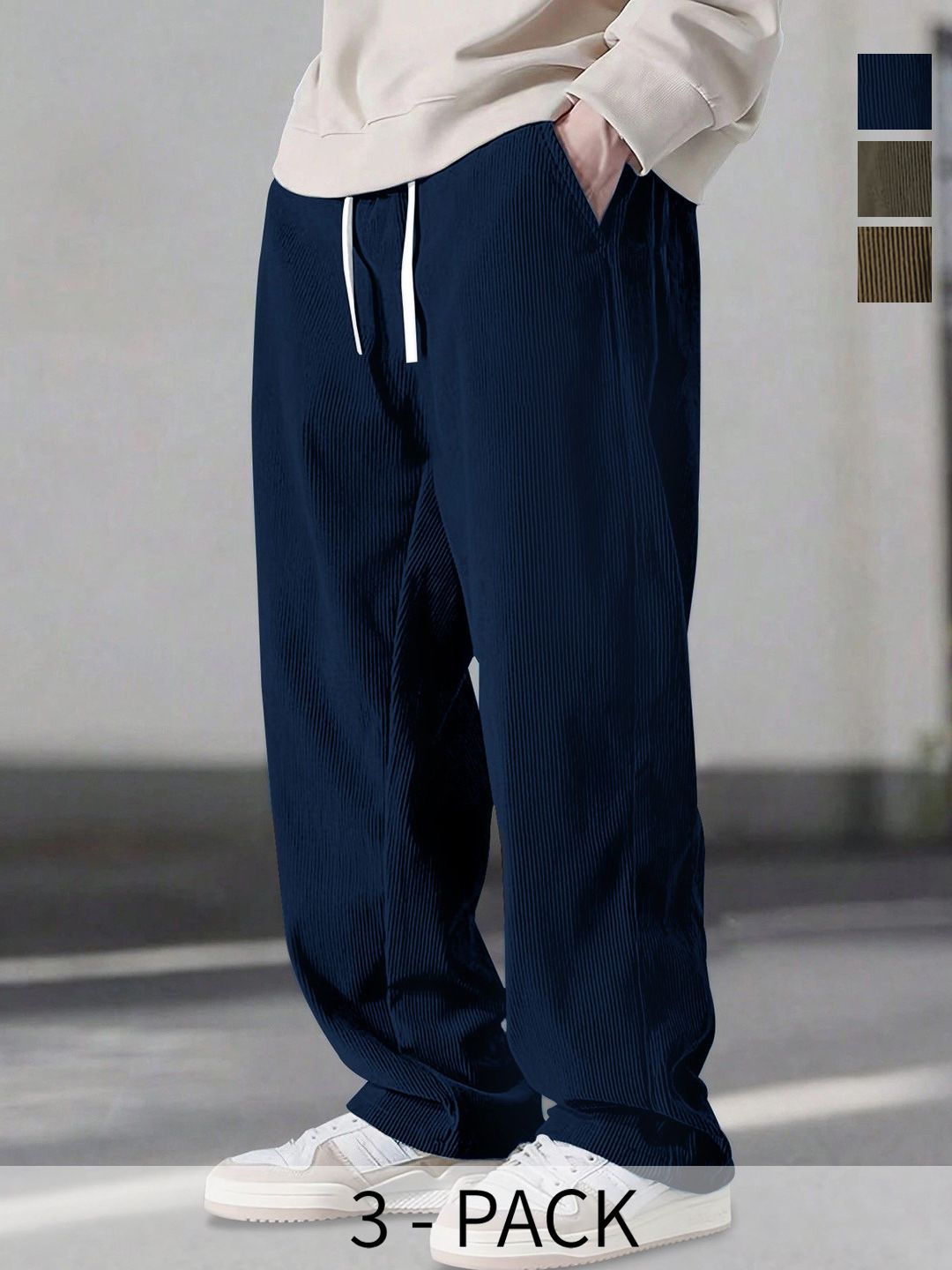 SZN Men Pack Of 3 Regular Fit Solid Comfort Trousers
