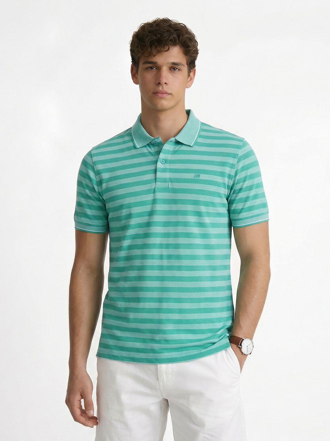Peter England Striped Polo Collar T-shirt