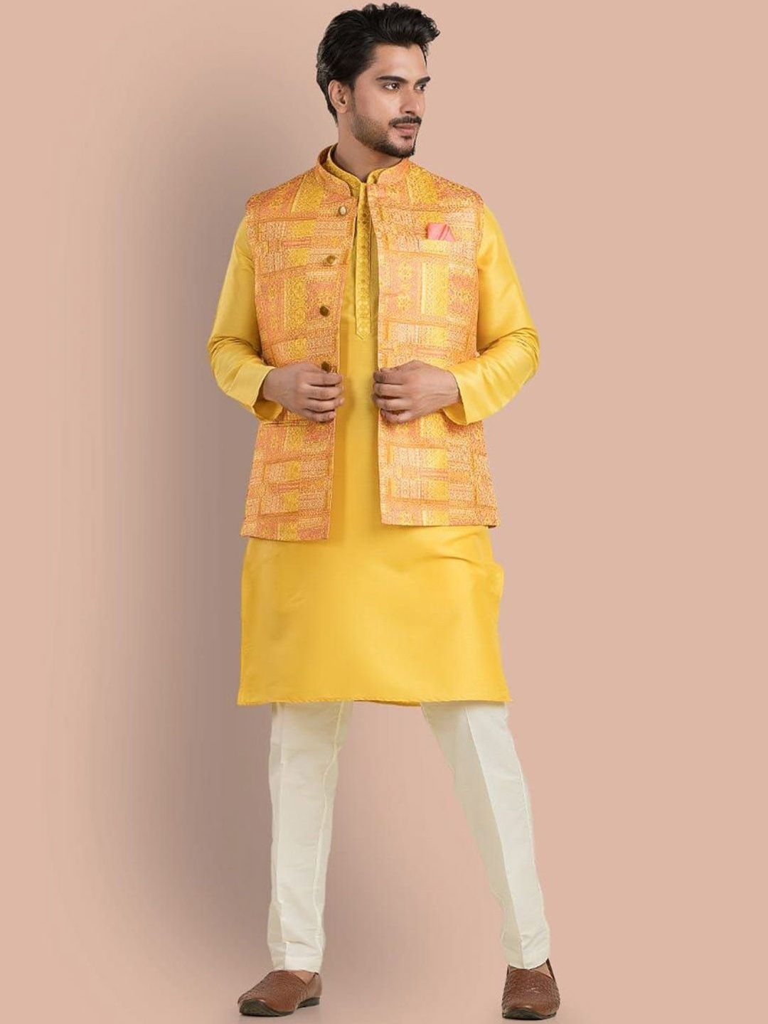 TRENDS OF ETHNIC Men Printed Mandarin-Neck Nehru Jacket