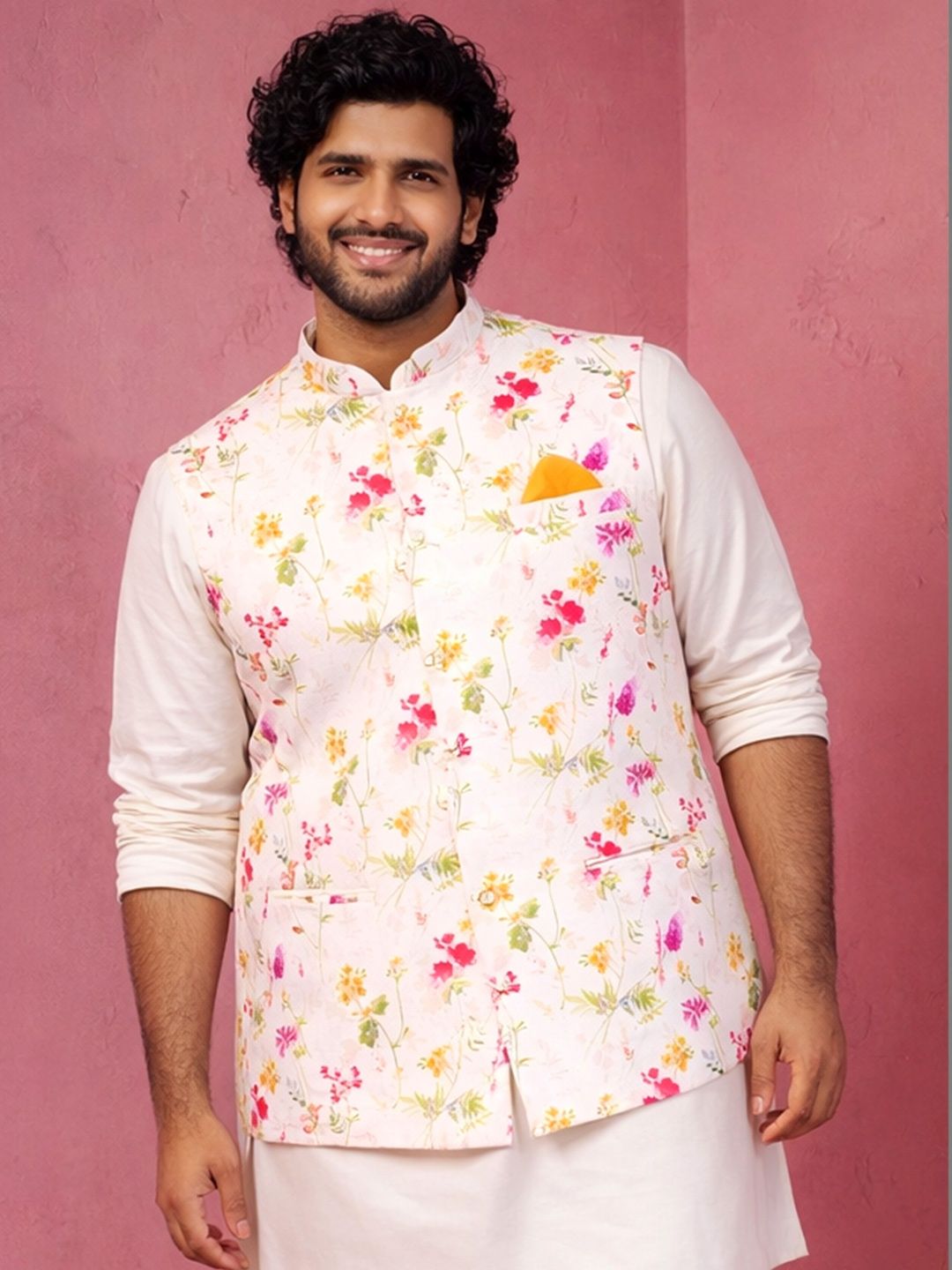 VASTRAMAY Printed Sleeveless Nehru Jackets