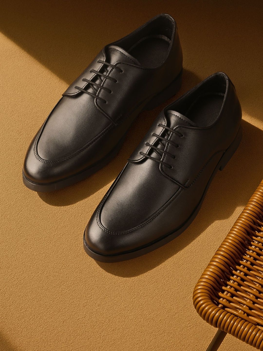 House of Pataudi Men Leather Lace-Up Formal Derbys