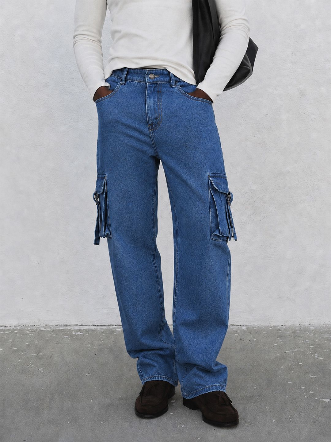 MASCLN SASSAFRAS Men Relaxed Fit Light Fade Pure Cotton Jeans