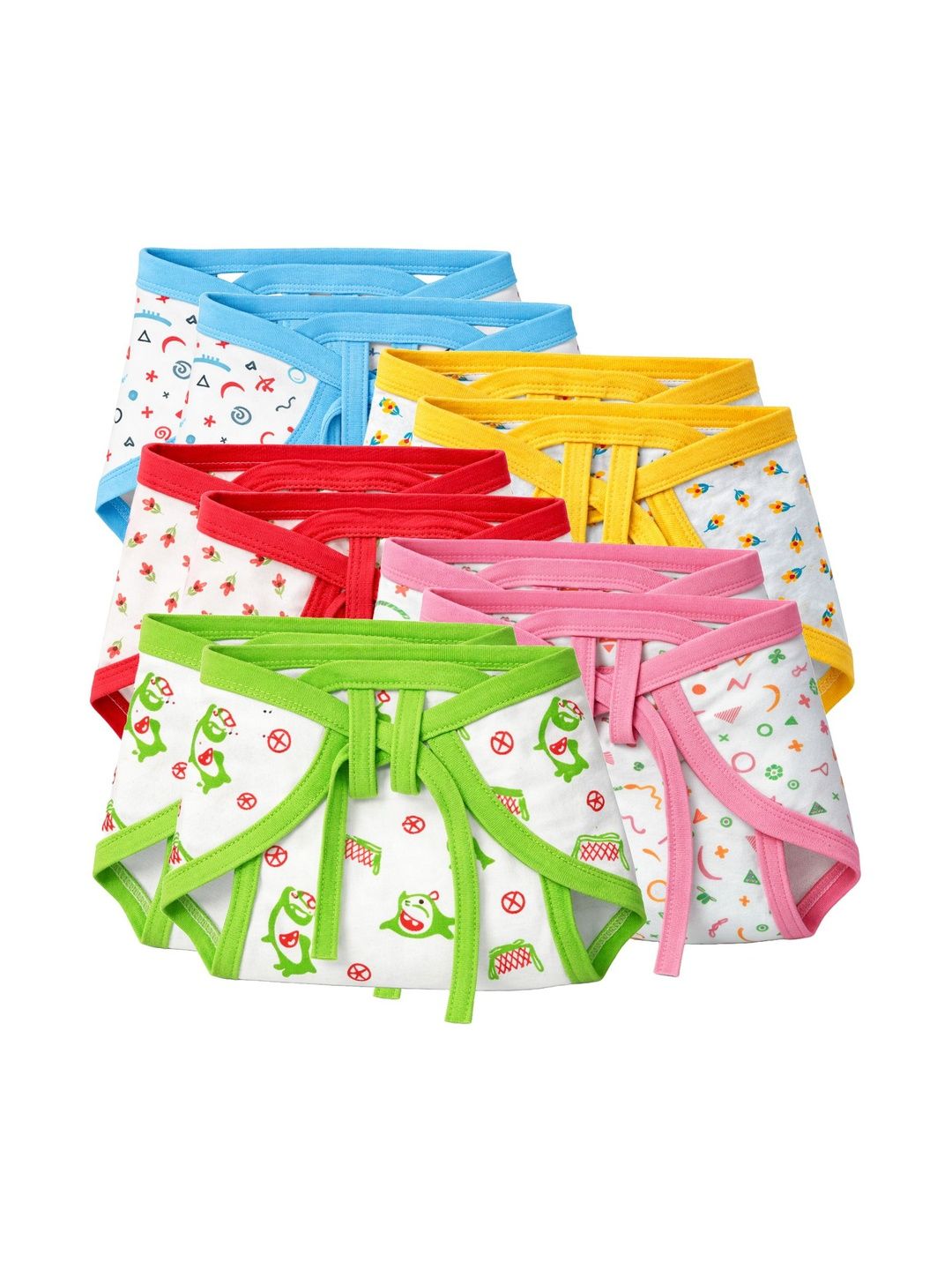 DON CARE  Kids Pack Of 10 Printed Reusable Pure Cotton Nappy