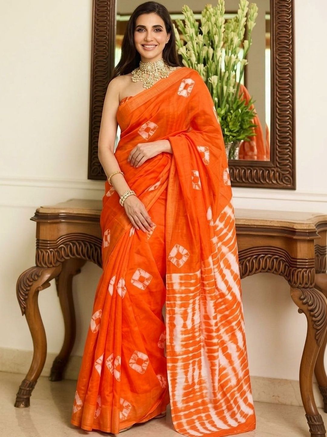 Sangria Printed Sarees With Unstitched Blouse Piece
