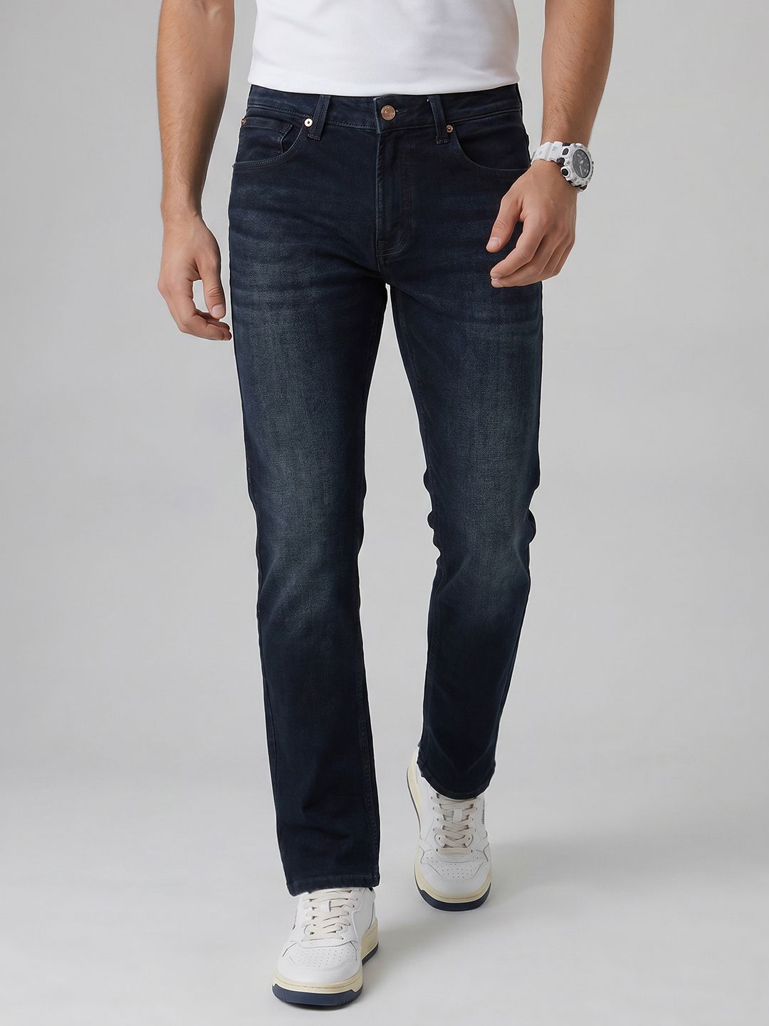 SPYKAR Spykar Men Rover Mid Rise Regular Fit dark blue Jeans
