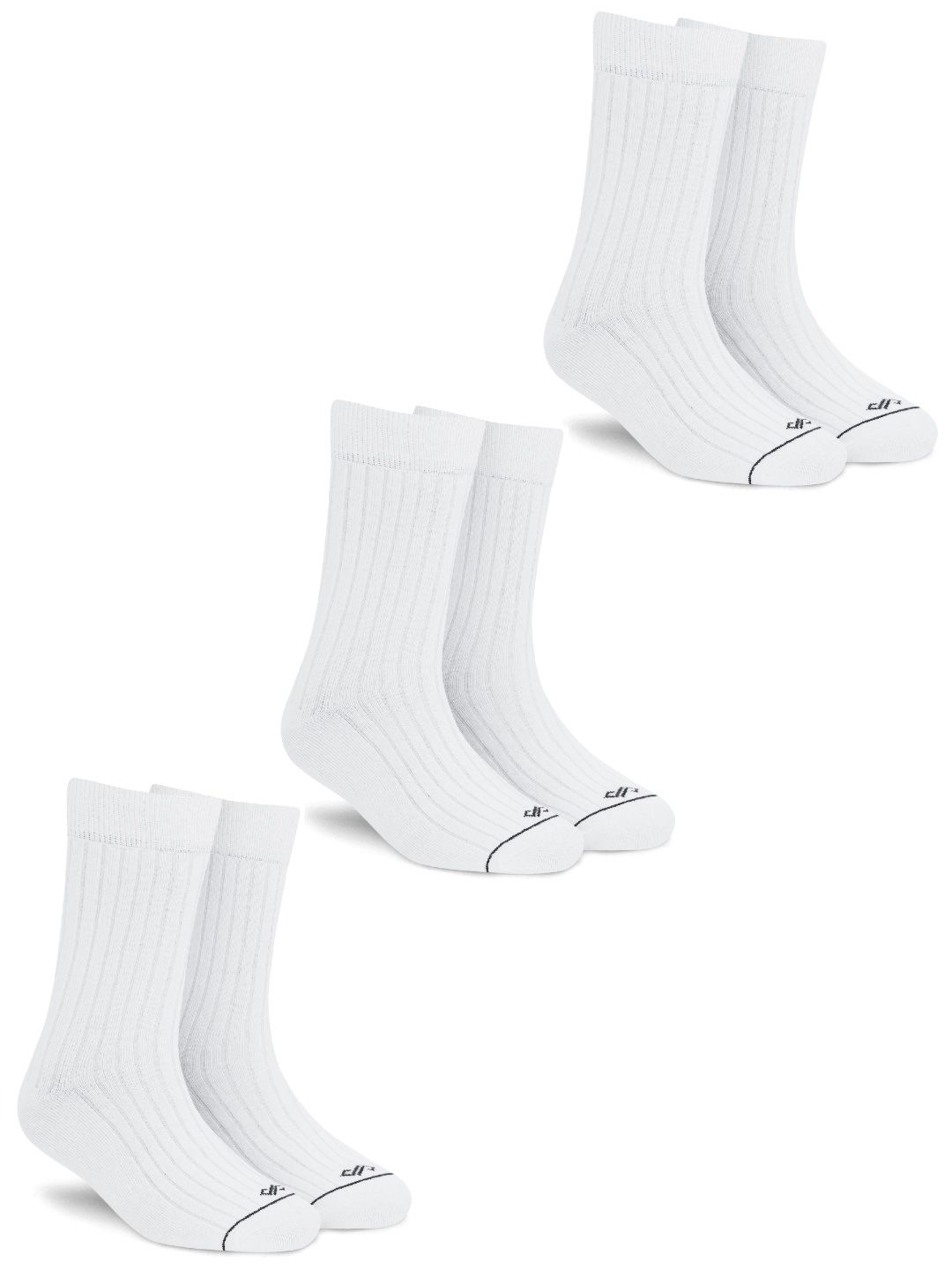 Dynamocks Unisex Pack Of 3 White Solid Calf Length Socks