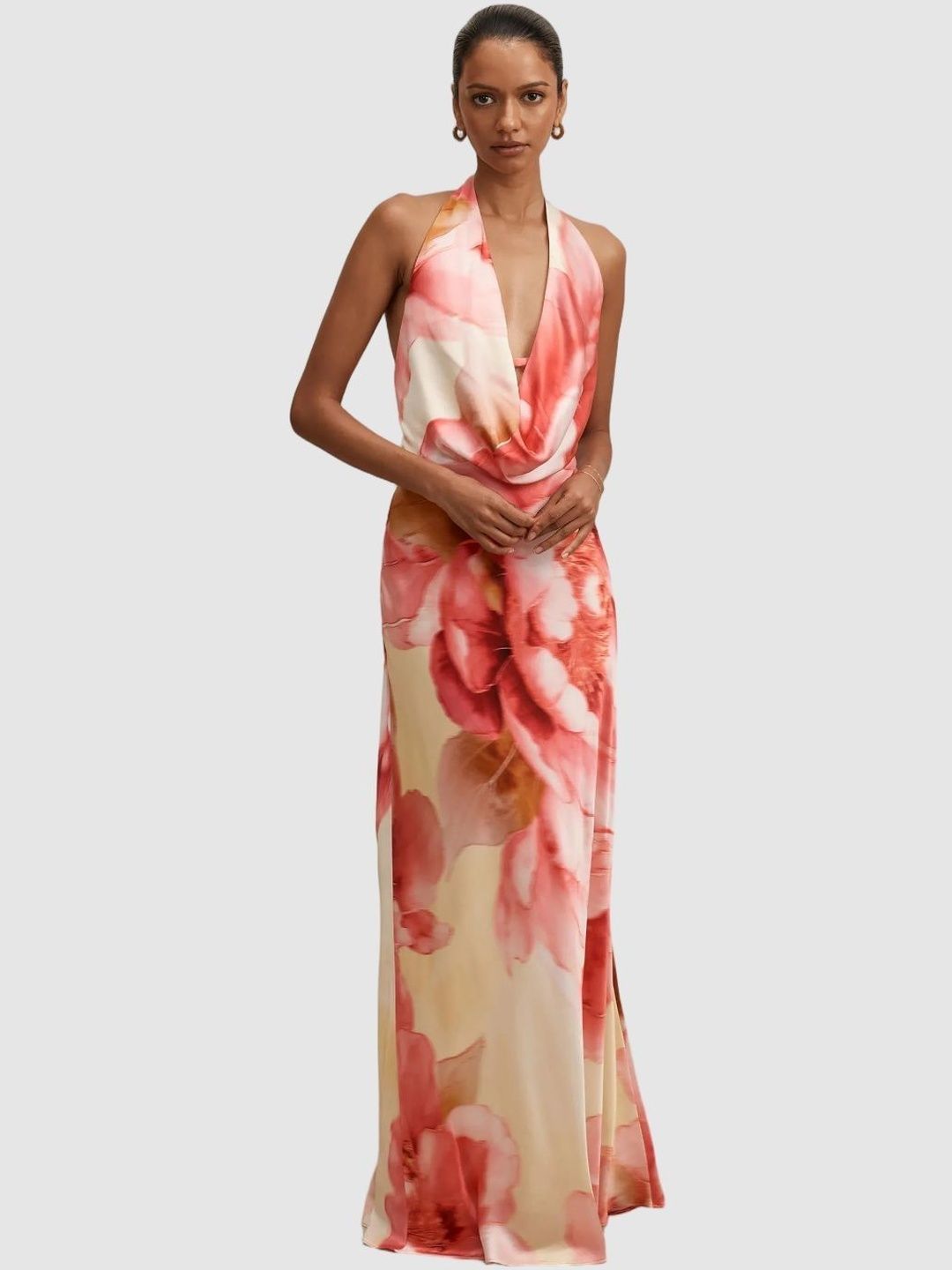 Forever New Forever New Floral Print Halter Neck Maxi Dress