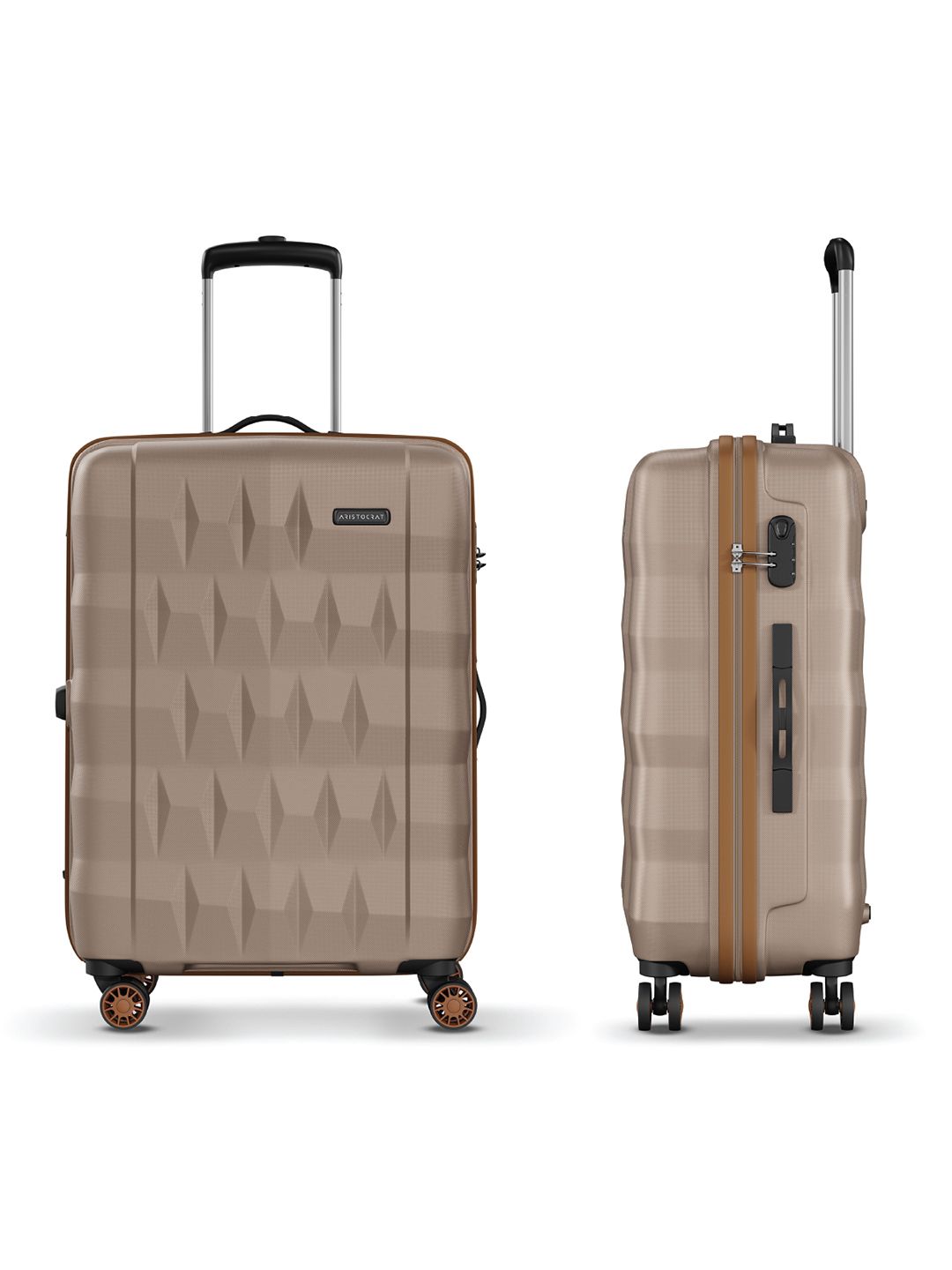 Aristocrat Unisex Comet Champagne Medium Hard Luggage Check-in Trolley with 8-Wheel