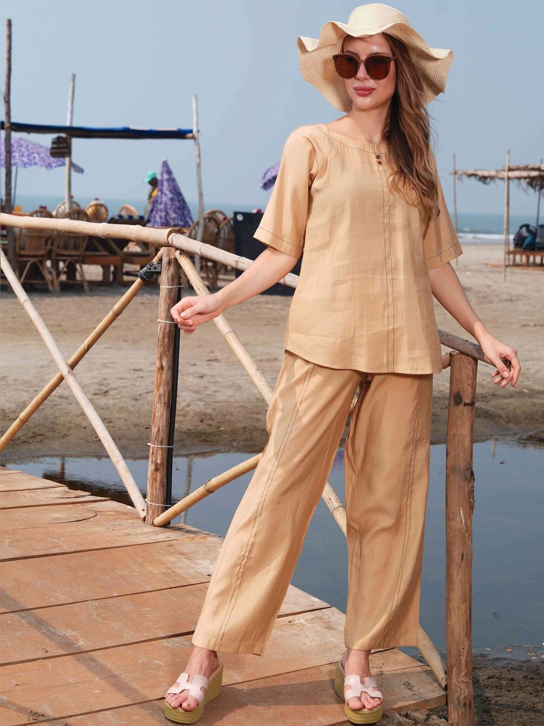 Minelli Solid Tunic with Palazzos