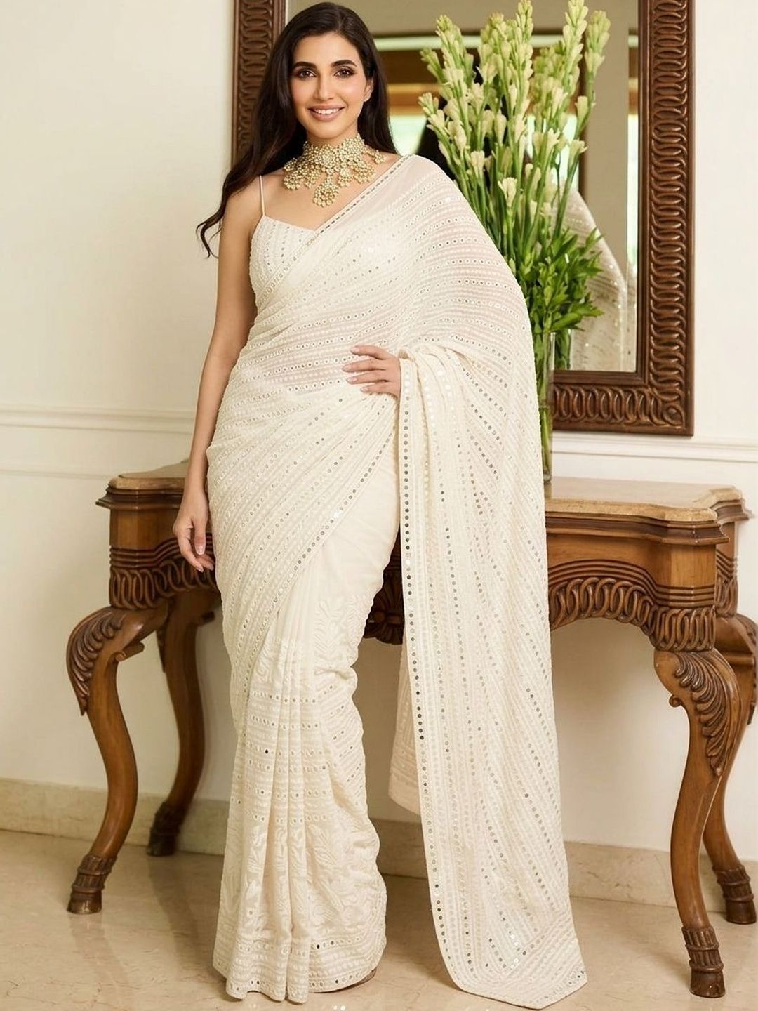 Sangria Sangria Embellished Sarees With Unstitched Blouse Piece