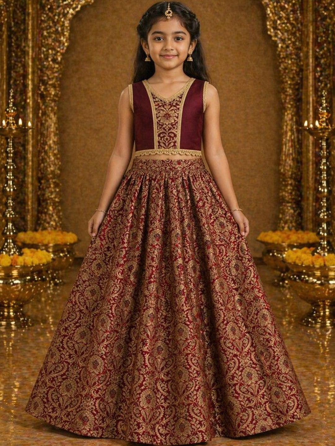 Xepon Girls Embroidered Ready to Wear Lehenga &