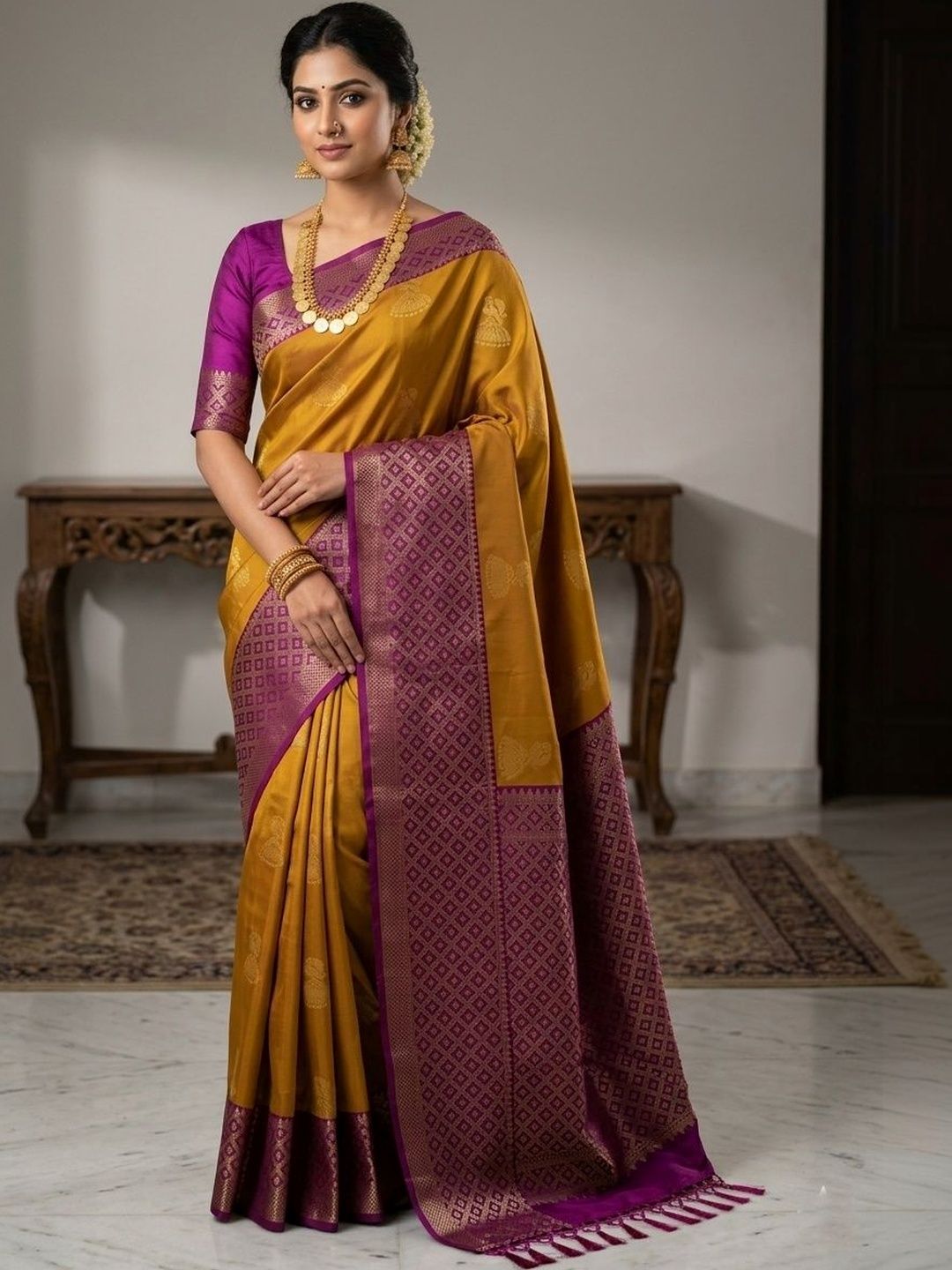 BAFNA MENS WEAR BAFNA MENS WEAR Ethnic Motifs Zari Art Silk Handloom Saree