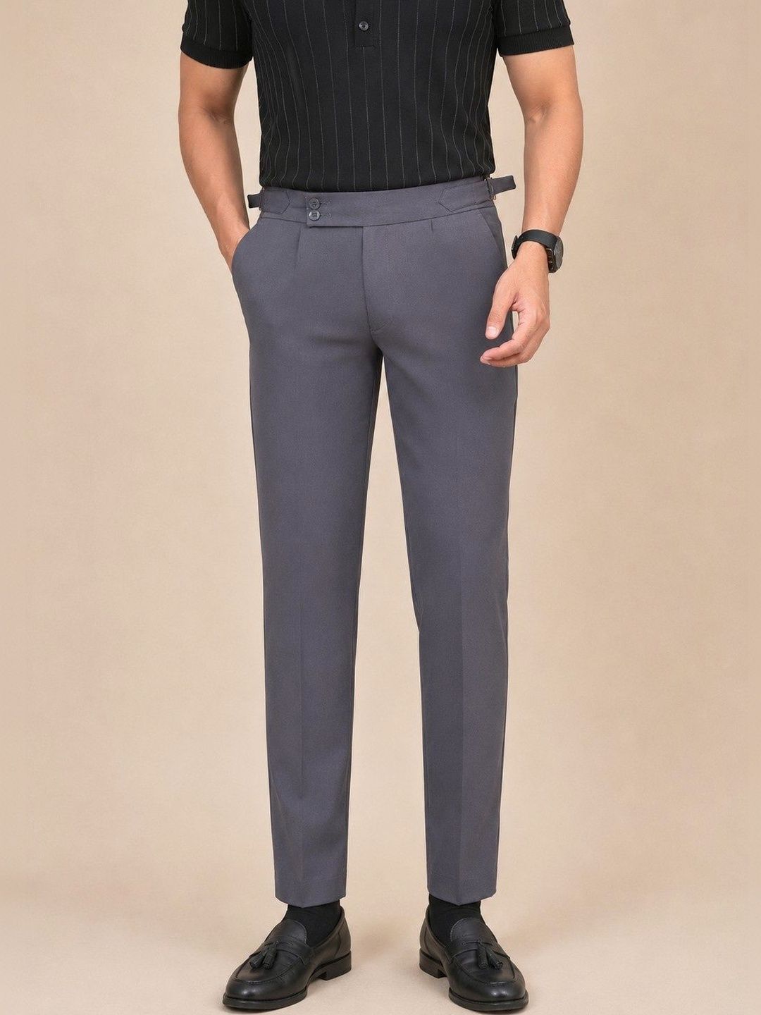 el cielo Men Tailored Wrinkle Free Pleated Gurkha Pant