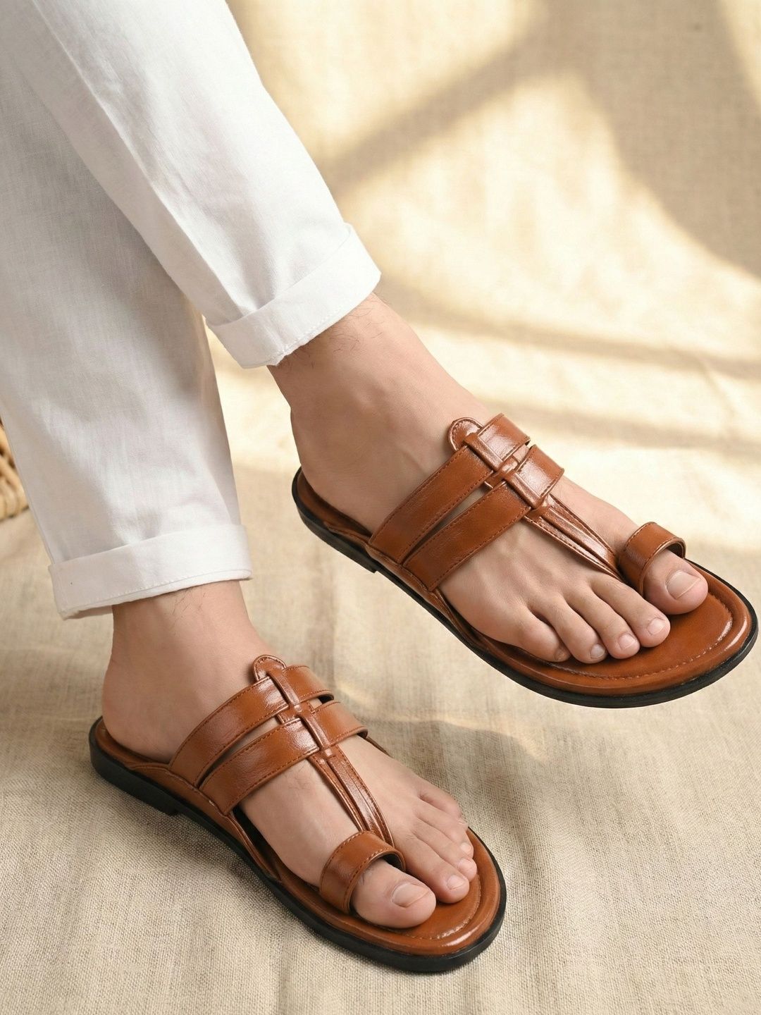 House of Pataudi Men Slip-On Kolhapuri Comfort Sandals