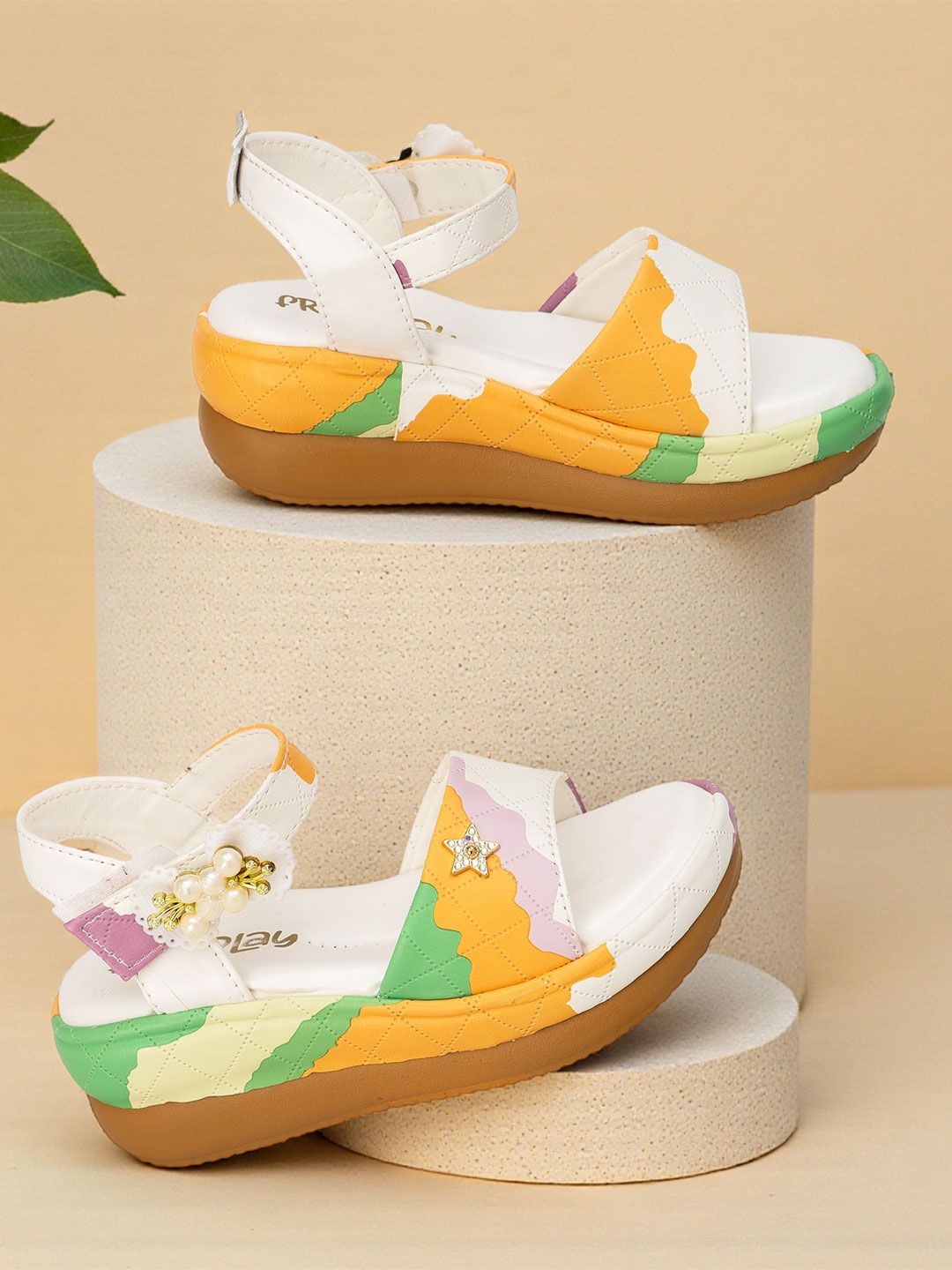 BAESD BAESD Girls Embellished PU Wedge Heels