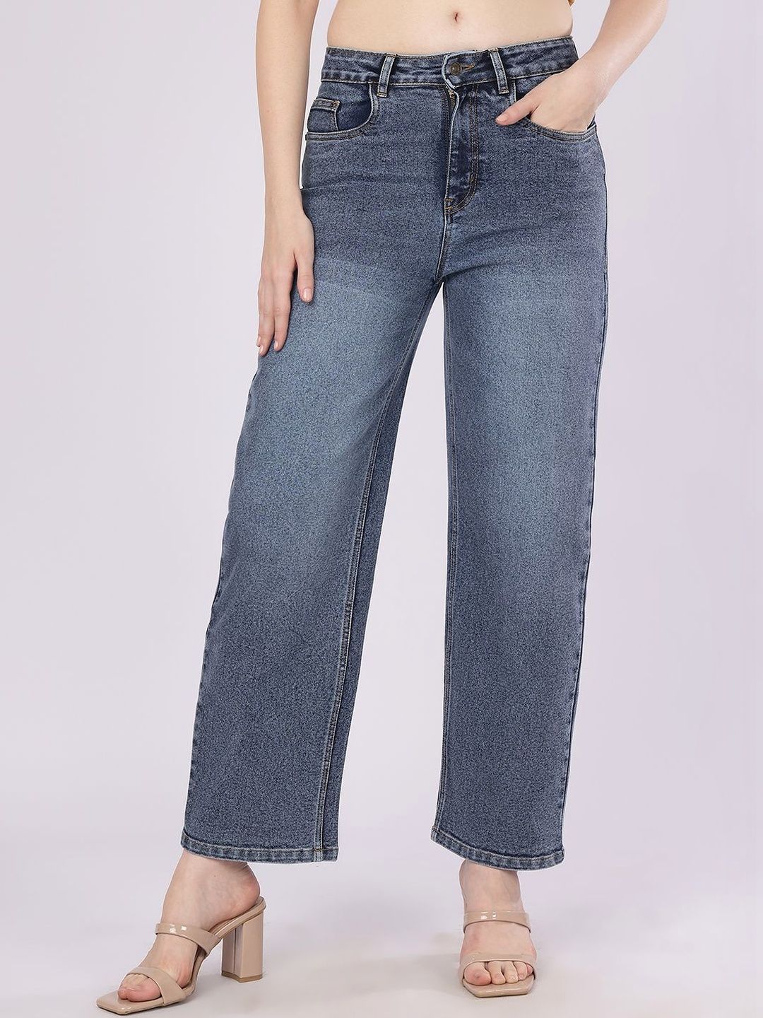 DOZER Women Straight Fit High-Rise Light Fade Stretchable Jeans