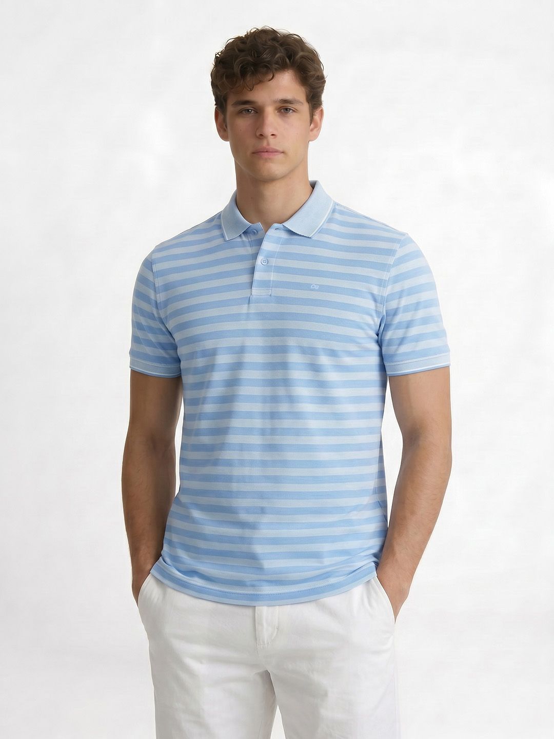 Peter England Striped Polo Collar T-shirt