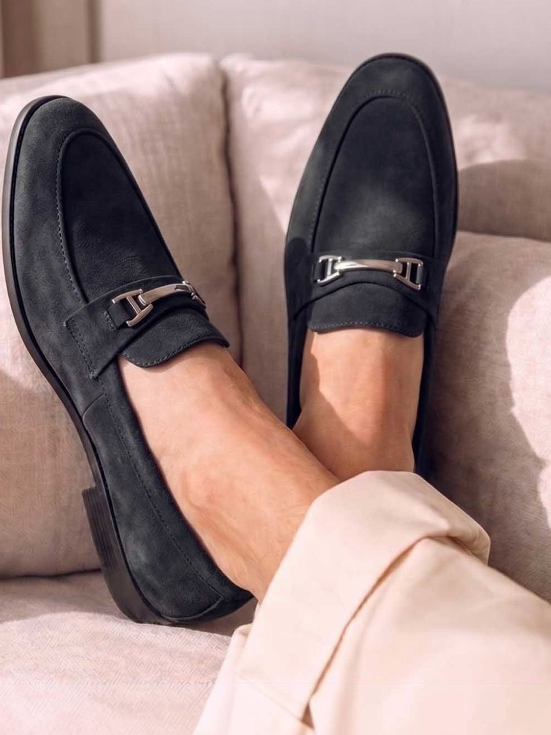 HERE&NOW Men Buckle Detailed Formal Loafers
